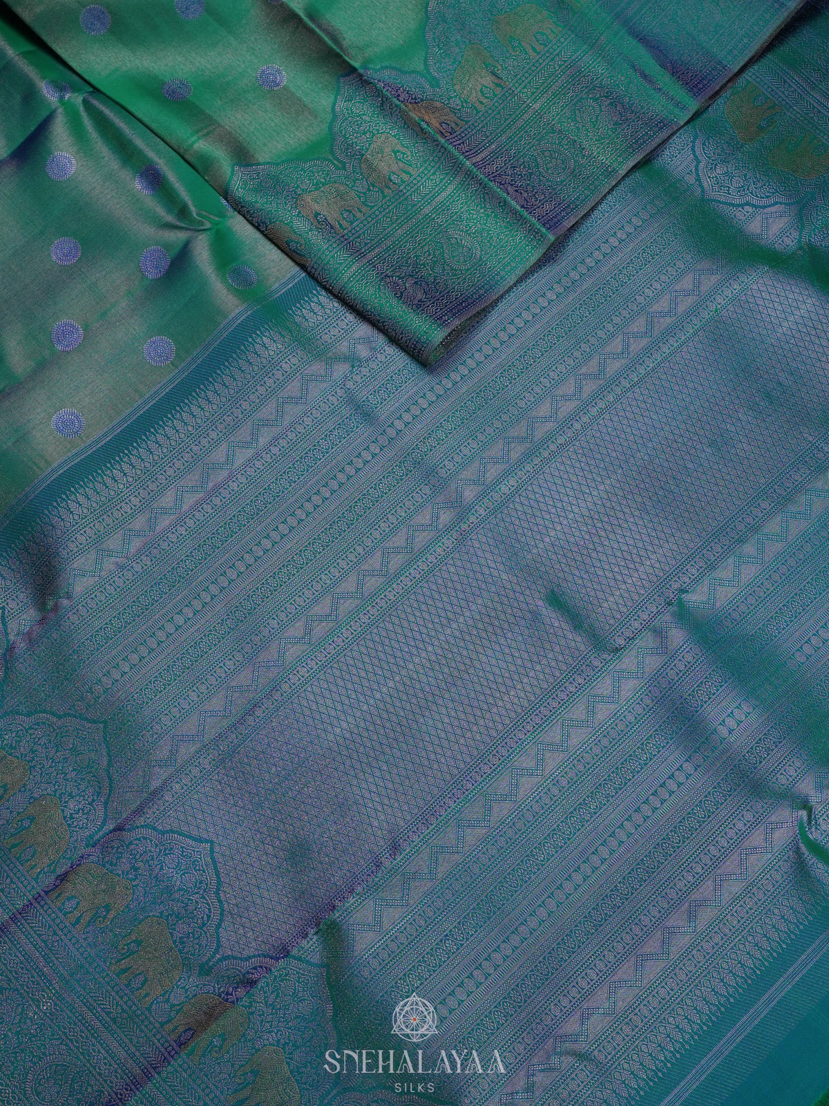Peacock Blue Kanjivaram Silk Saree