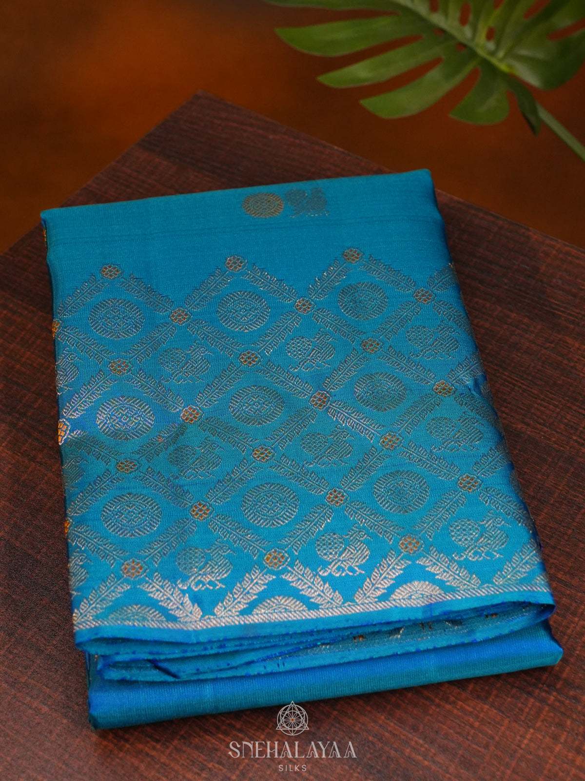 Peacock Blue Kanjivaram Silk Saree
