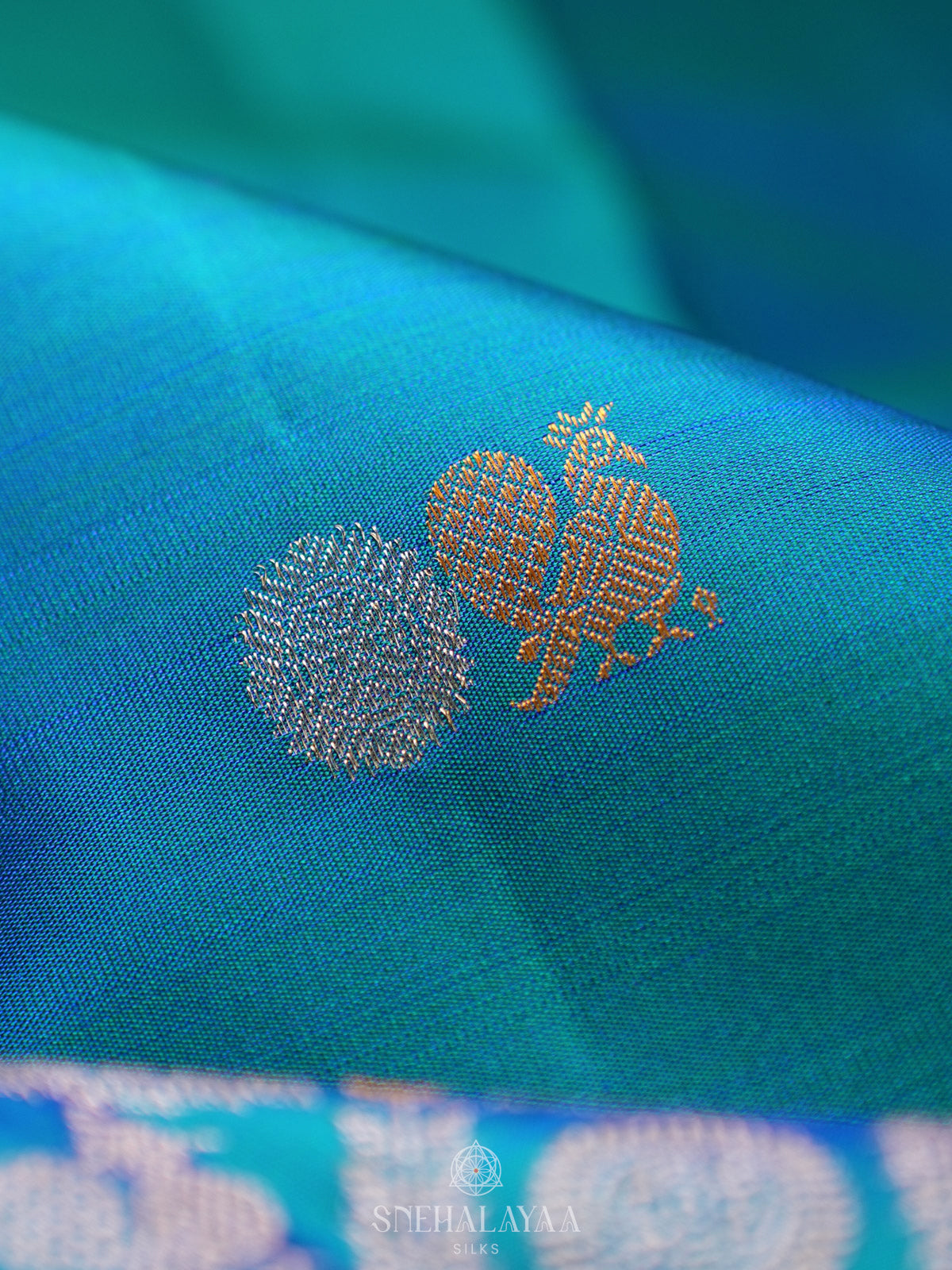 Peacock Blue Kanjivaram Silk Saree