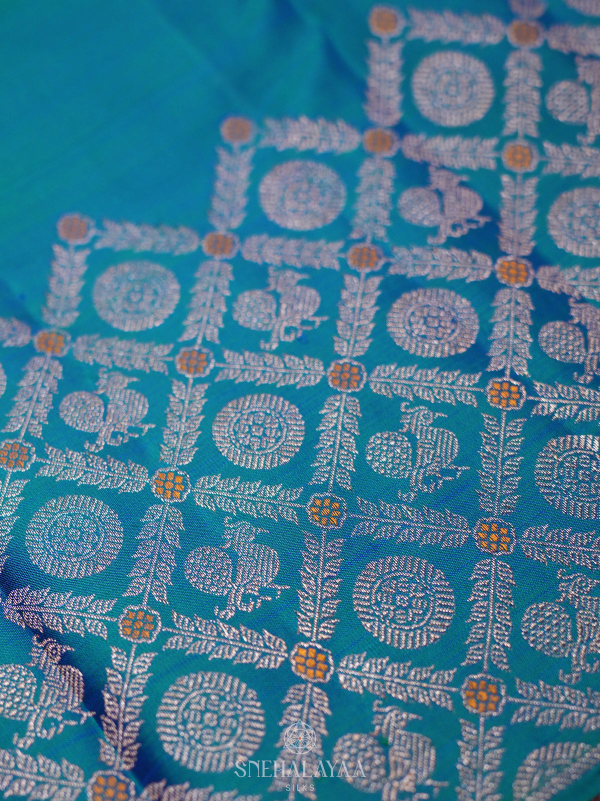 Peacock Blue Kanjivaram Silk Saree