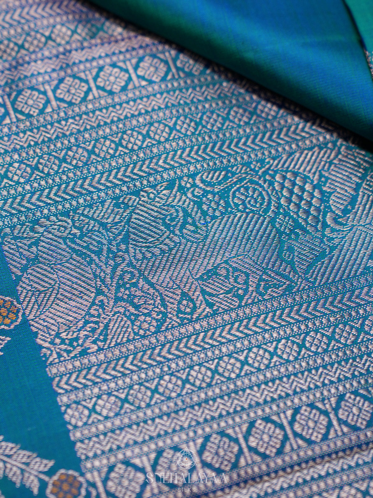 Peacock Blue Kanjivaram Silk Saree