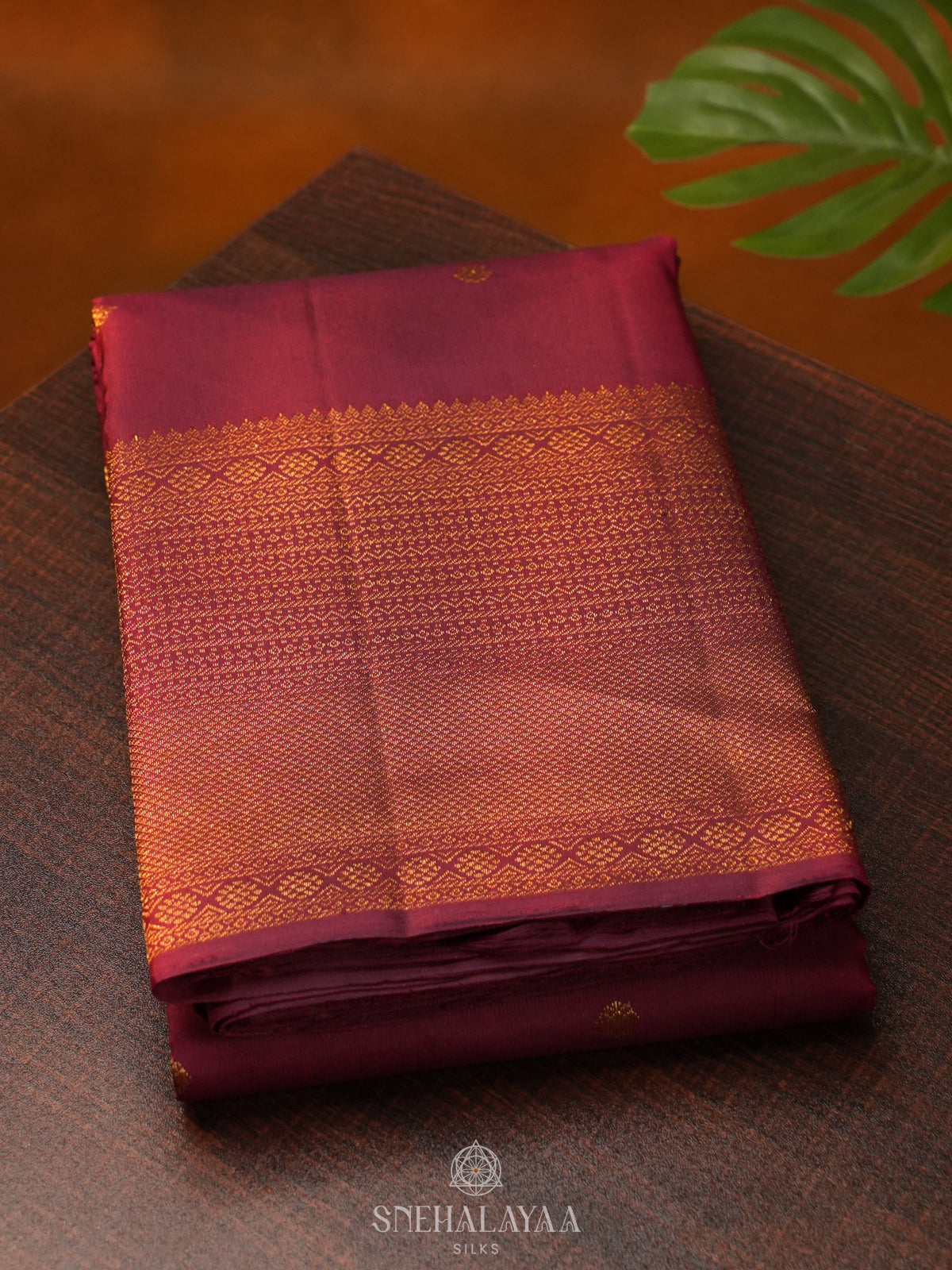 Burgundy Kanjivaram Silk Saree