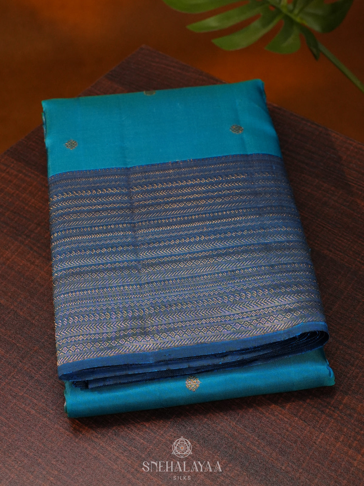 Peacock Blue Kanjivaram Silk Saree