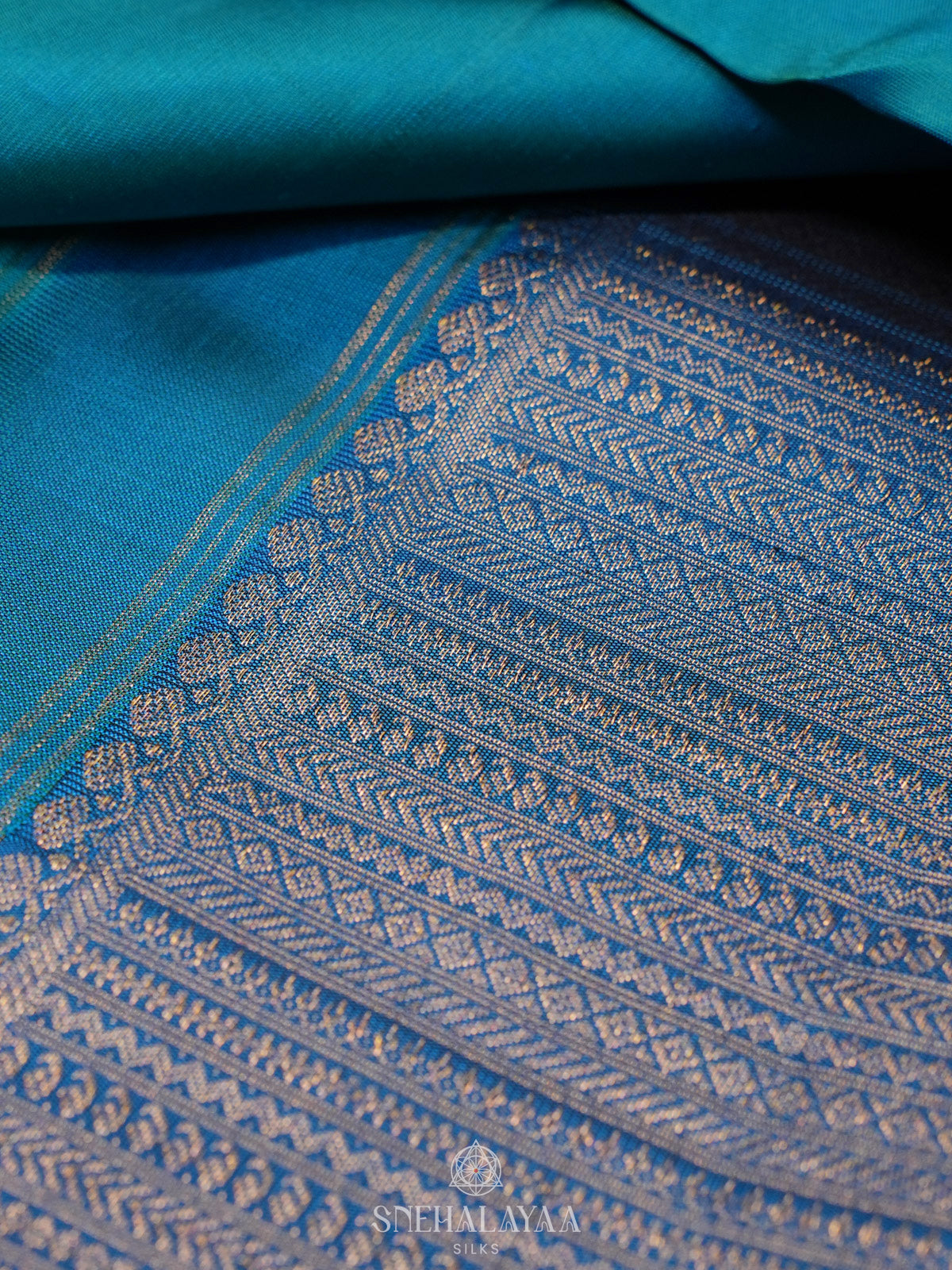 Peacock Blue Kanjivaram Silk Saree