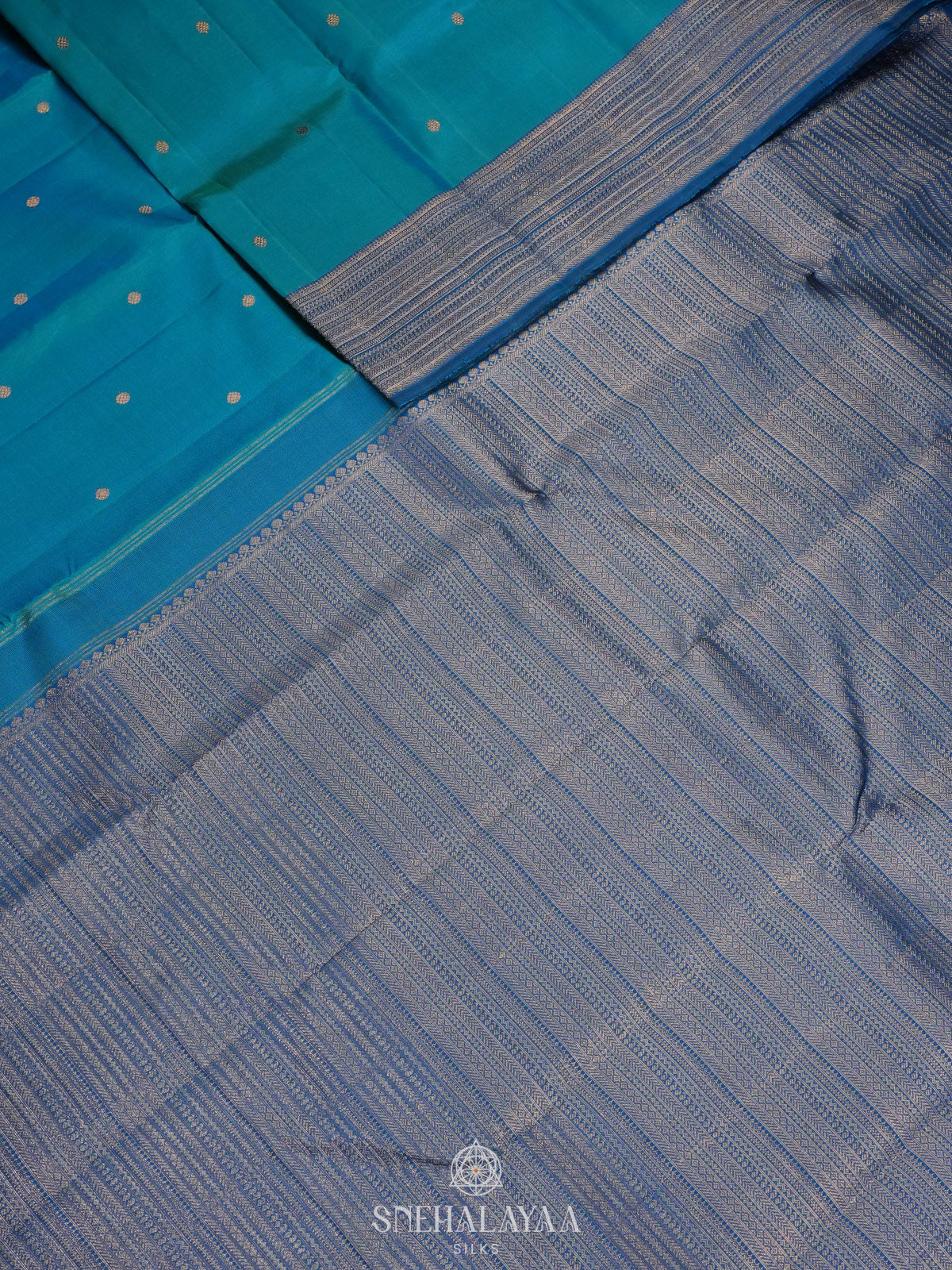 Peacock Blue Kanjivaram Silk Saree