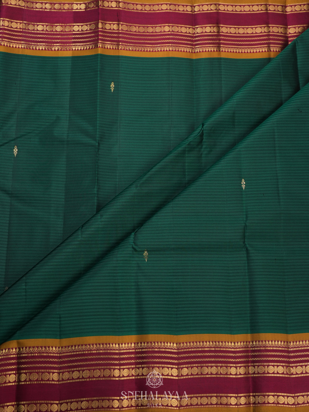 Forest Green Kanjivaram Silk Saree
