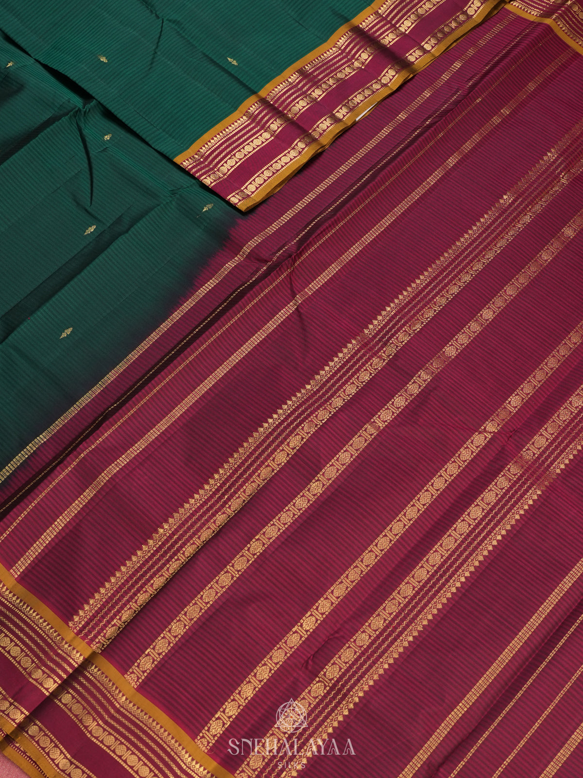 Forest Green Kanjivaram Silk Saree