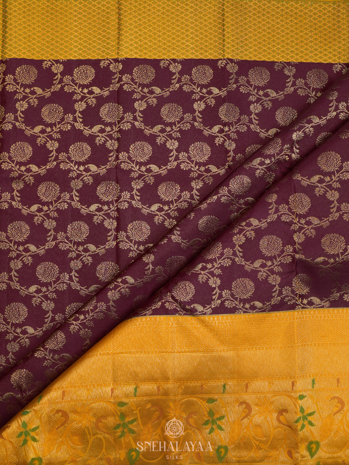 Burgundy Kanjivaram Silk Saree