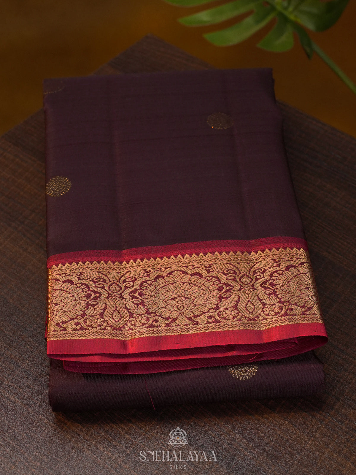 Burgundy Kanjivaram Silk Saree