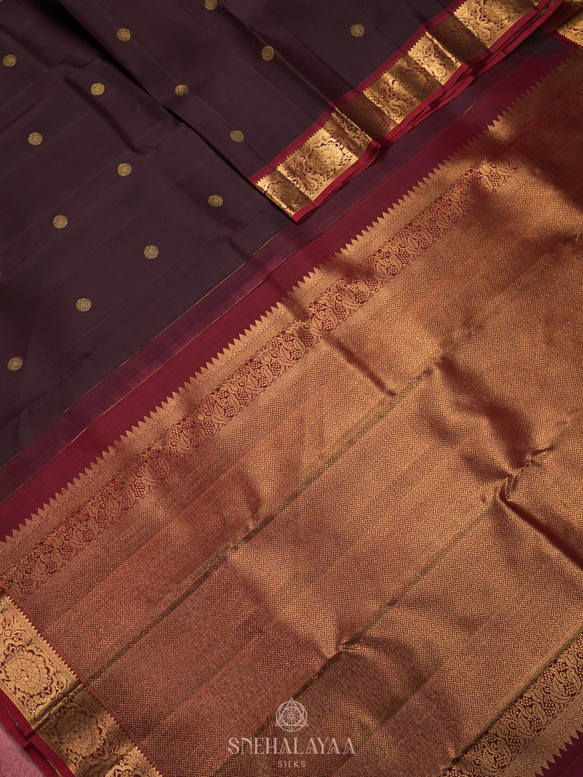 Burgundy Kanjivaram Silk Saree