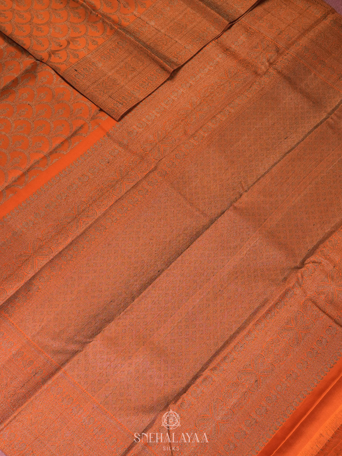 Orange Kanjivaram Silk Saree