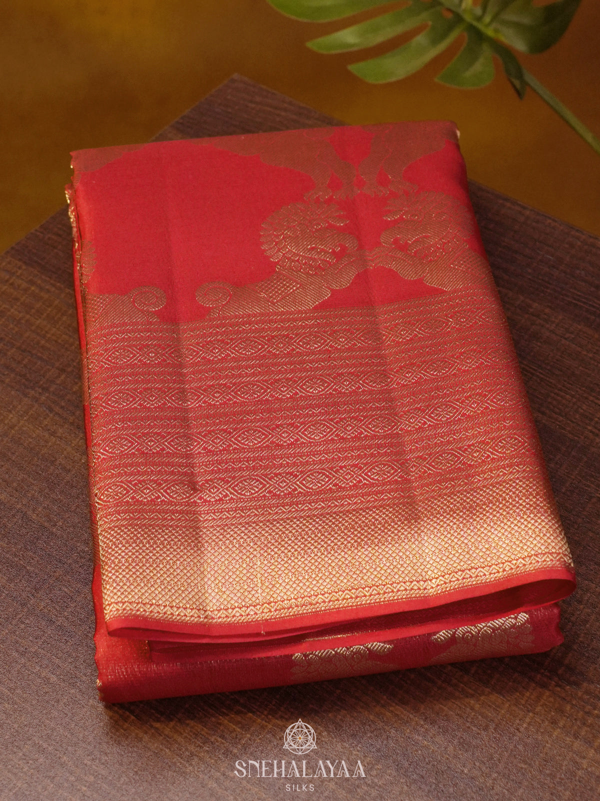 Ruby Red Kanjivaram Silk Saree