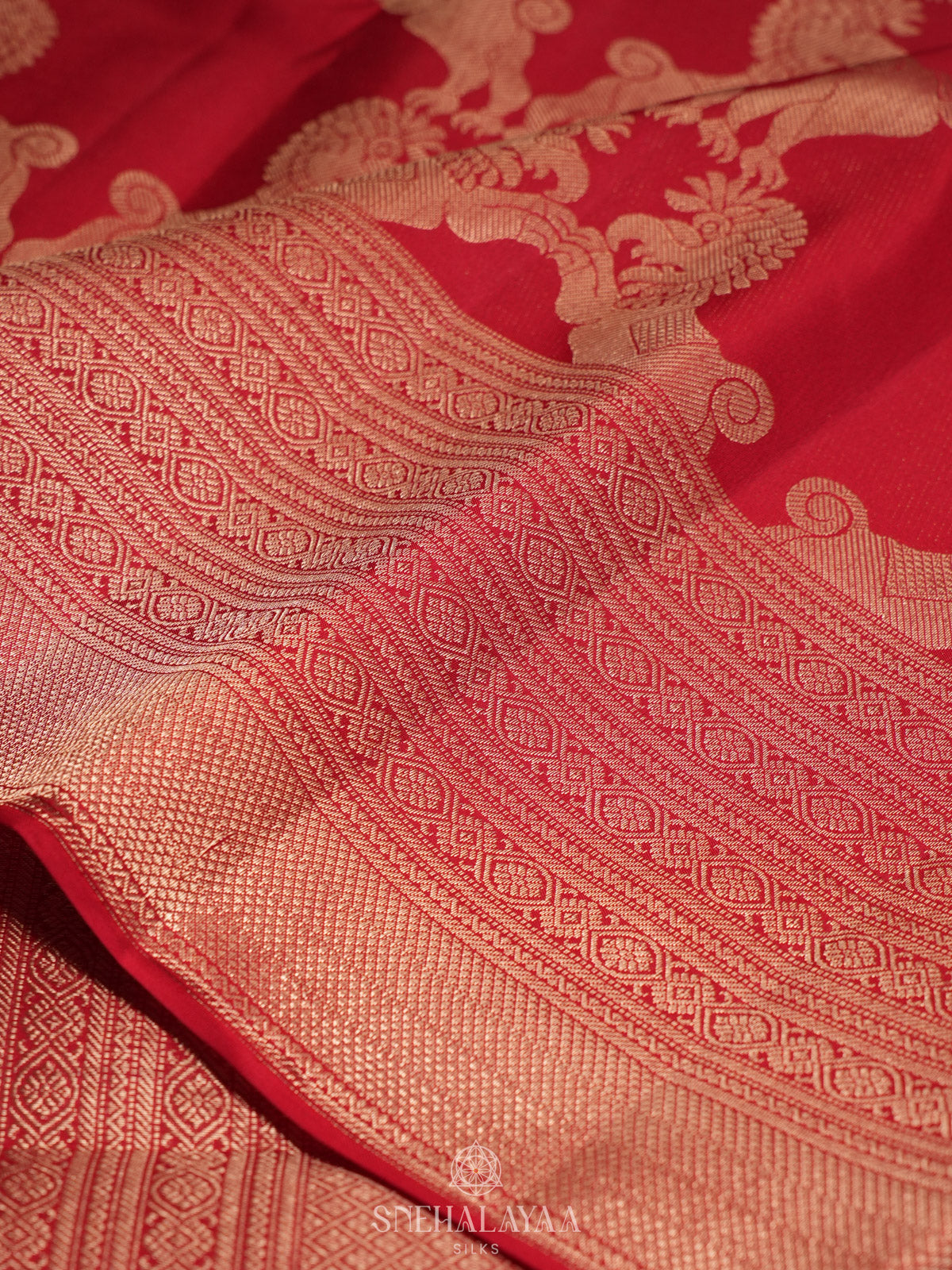 Ruby Red Kanjivaram Silk Saree