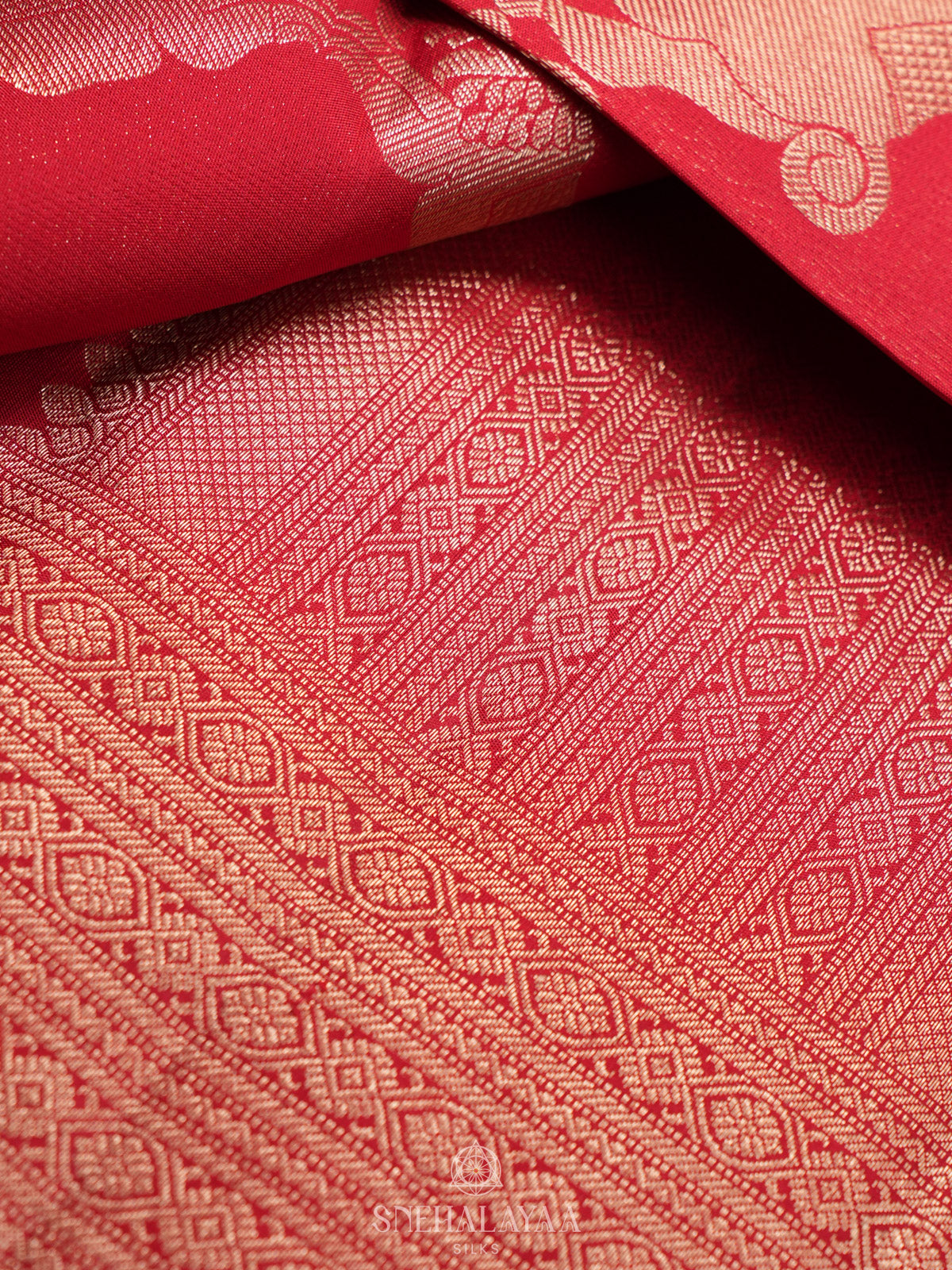 Ruby Red Kanjivaram Silk Saree