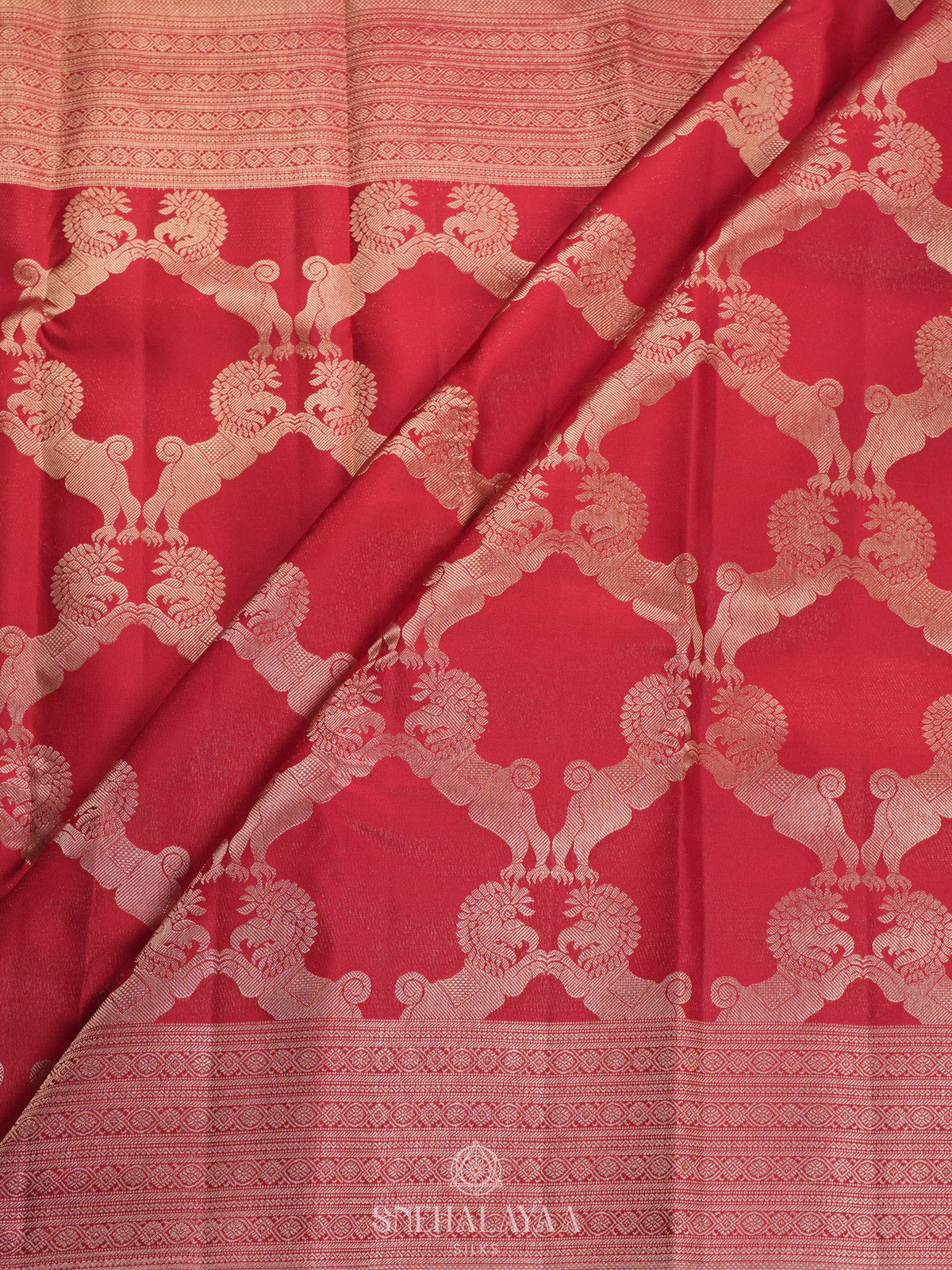 Ruby Red Kanjivaram Silk Saree
