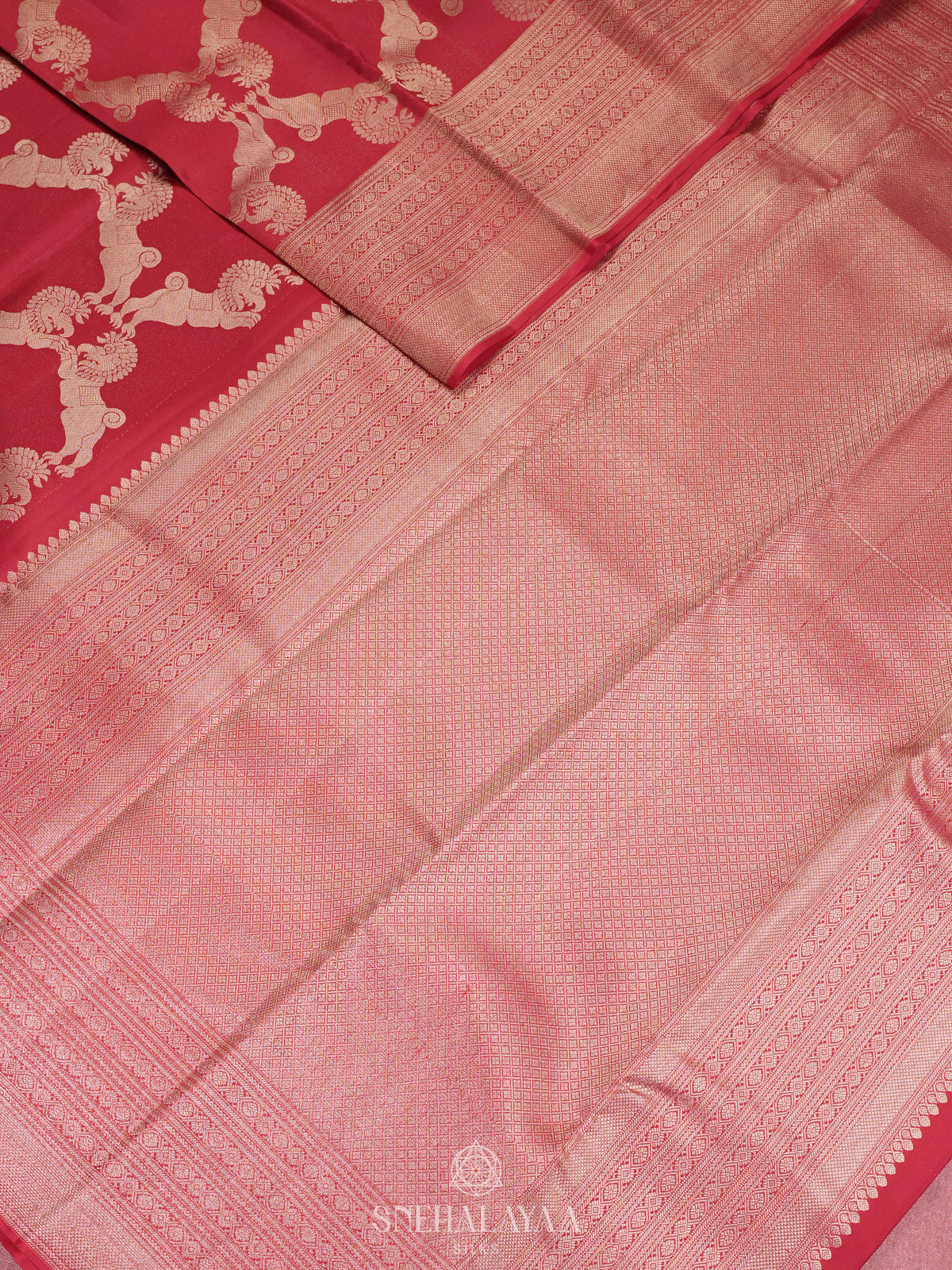 Ruby Red Kanjivaram Silk Saree
