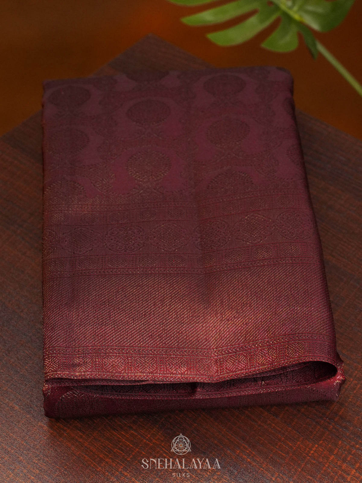 Burgundy Kanjivaram Silk Saree