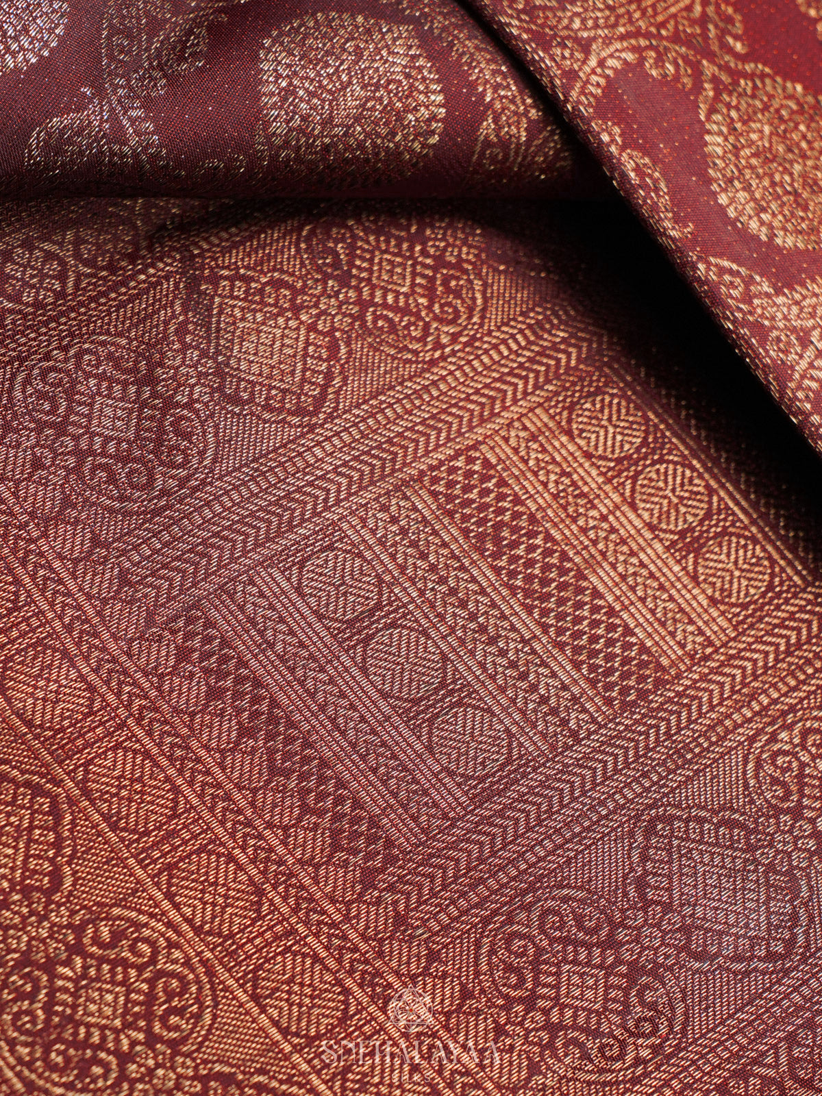 Burgundy Kanjivaram Silk Saree