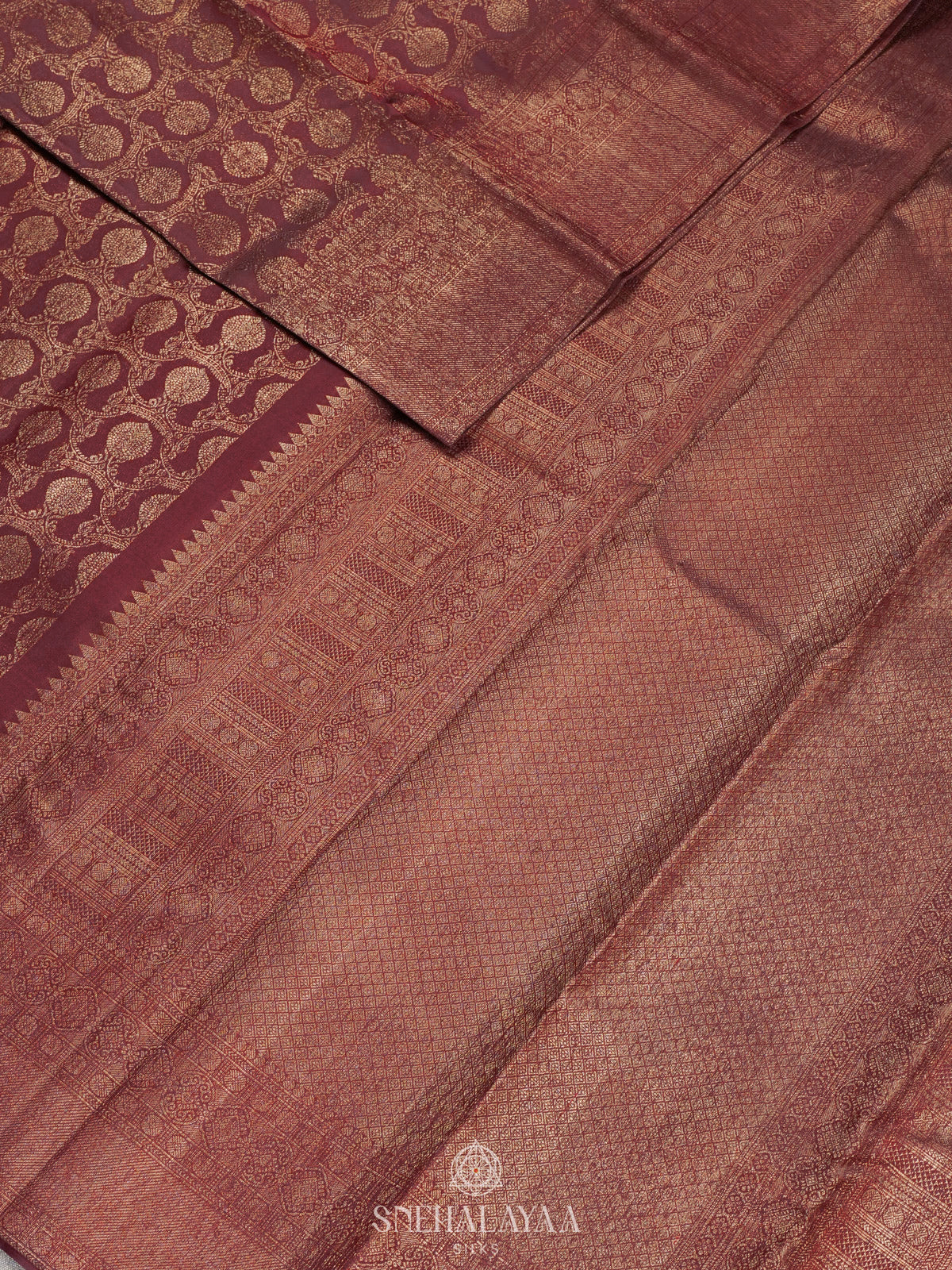 Burgundy Kanjivaram Silk Saree