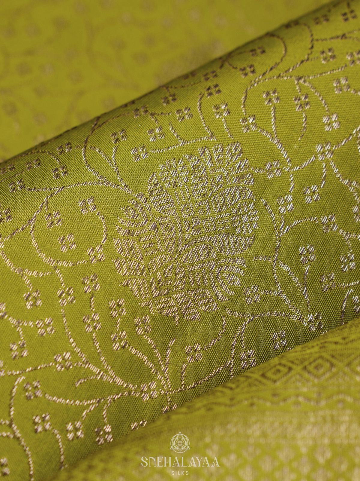 Lime Green Kanjivaram Silk Saree