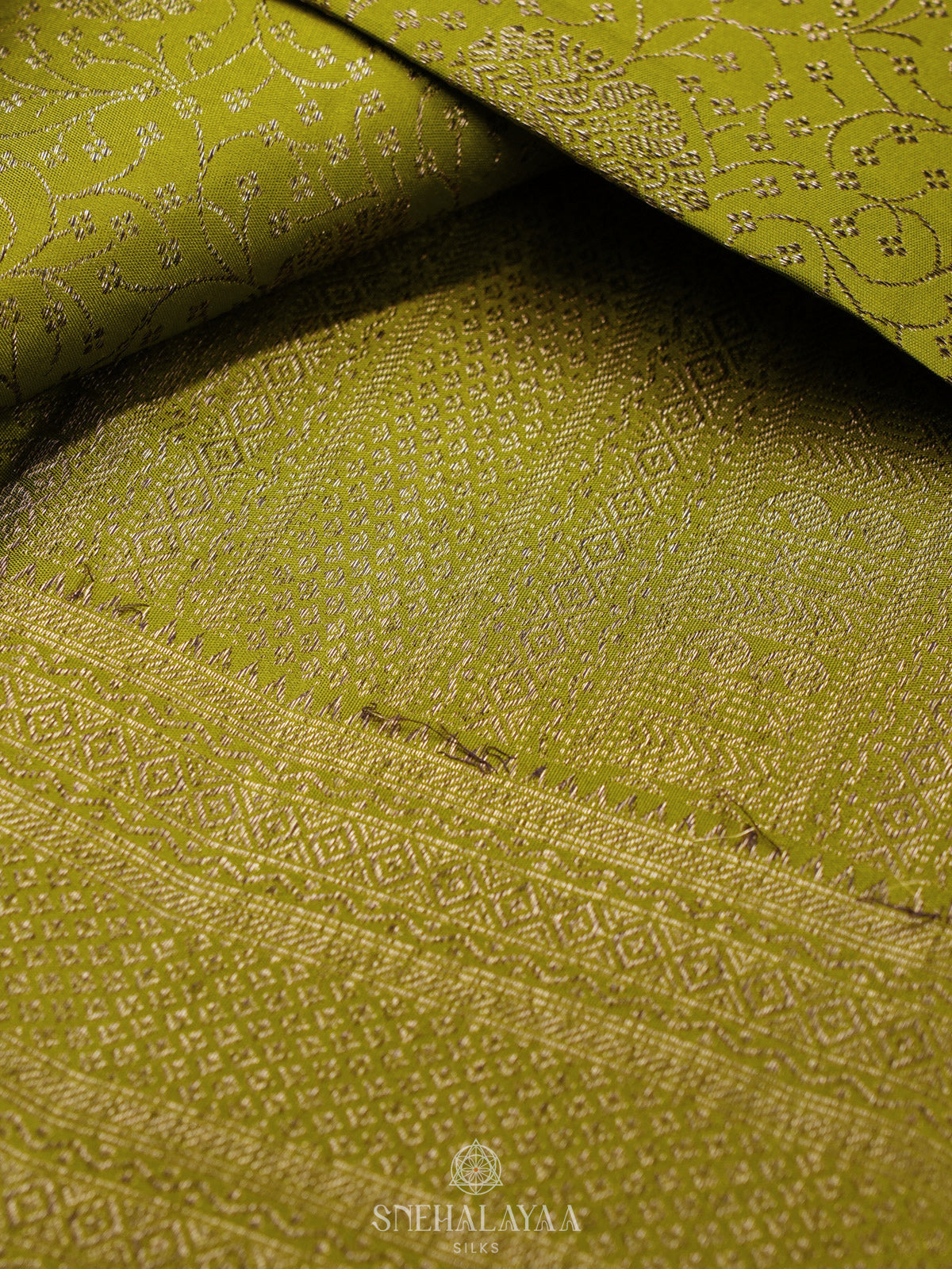 Lime Green Kanjivaram Silk Saree