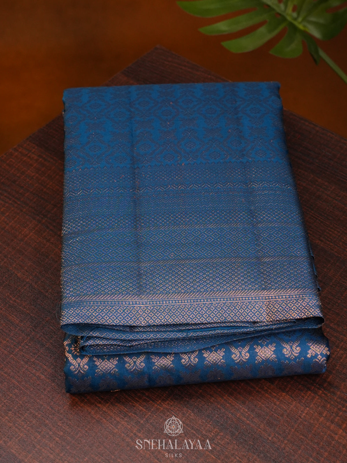 Peacock Blue Kanjivaram Silk Saree