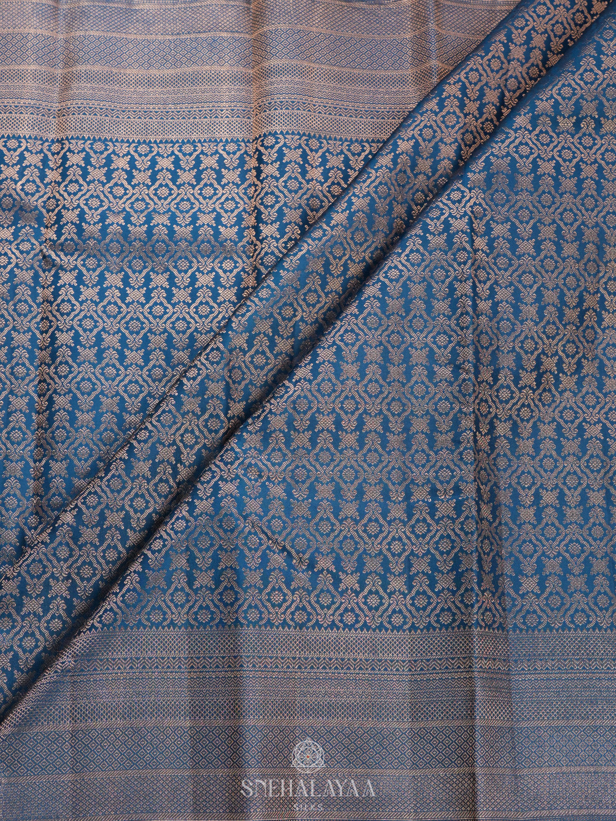 Peacock Blue Kanjivaram Silk Saree