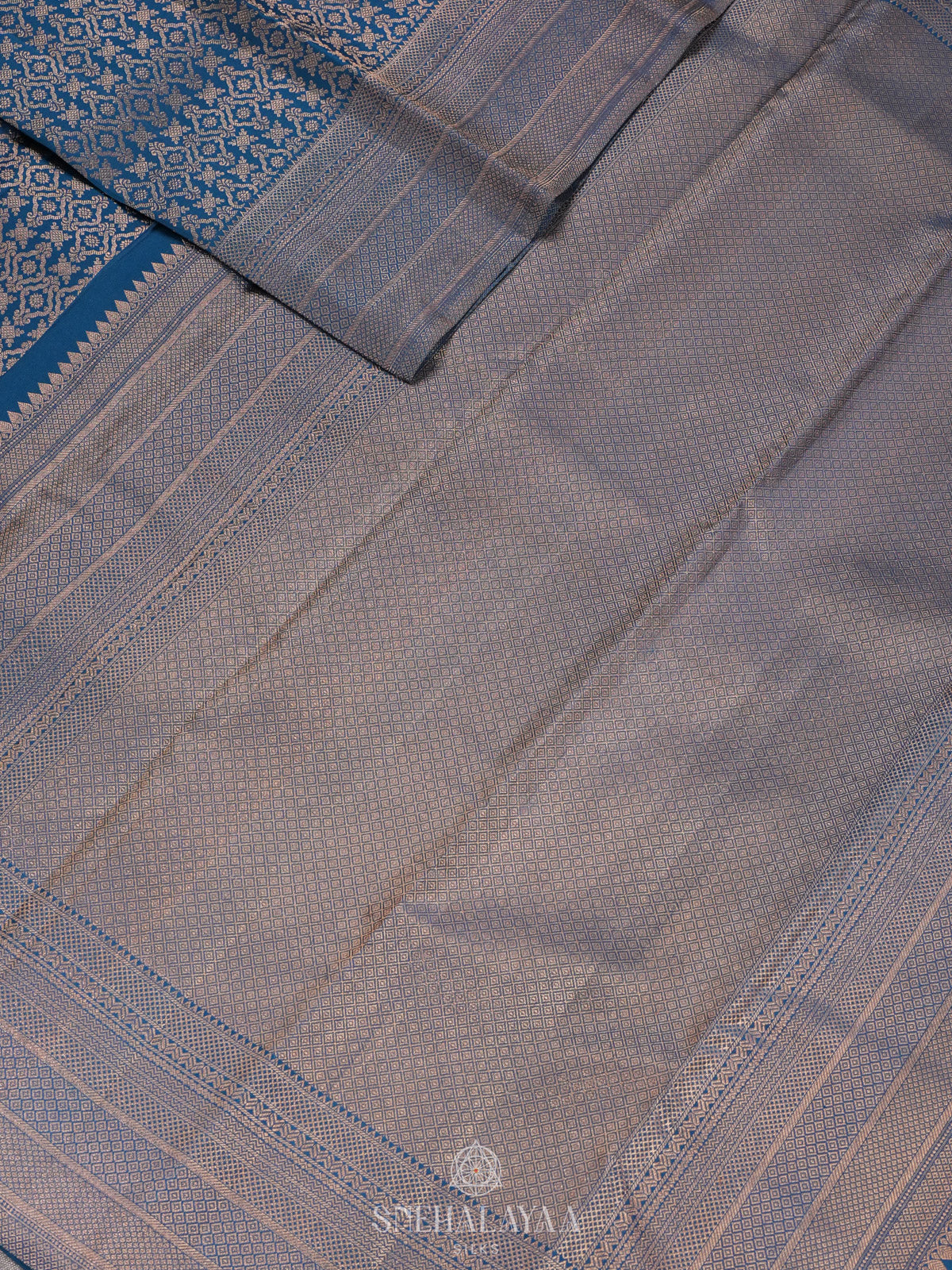 Peacock Blue Kanjivaram Silk Saree
