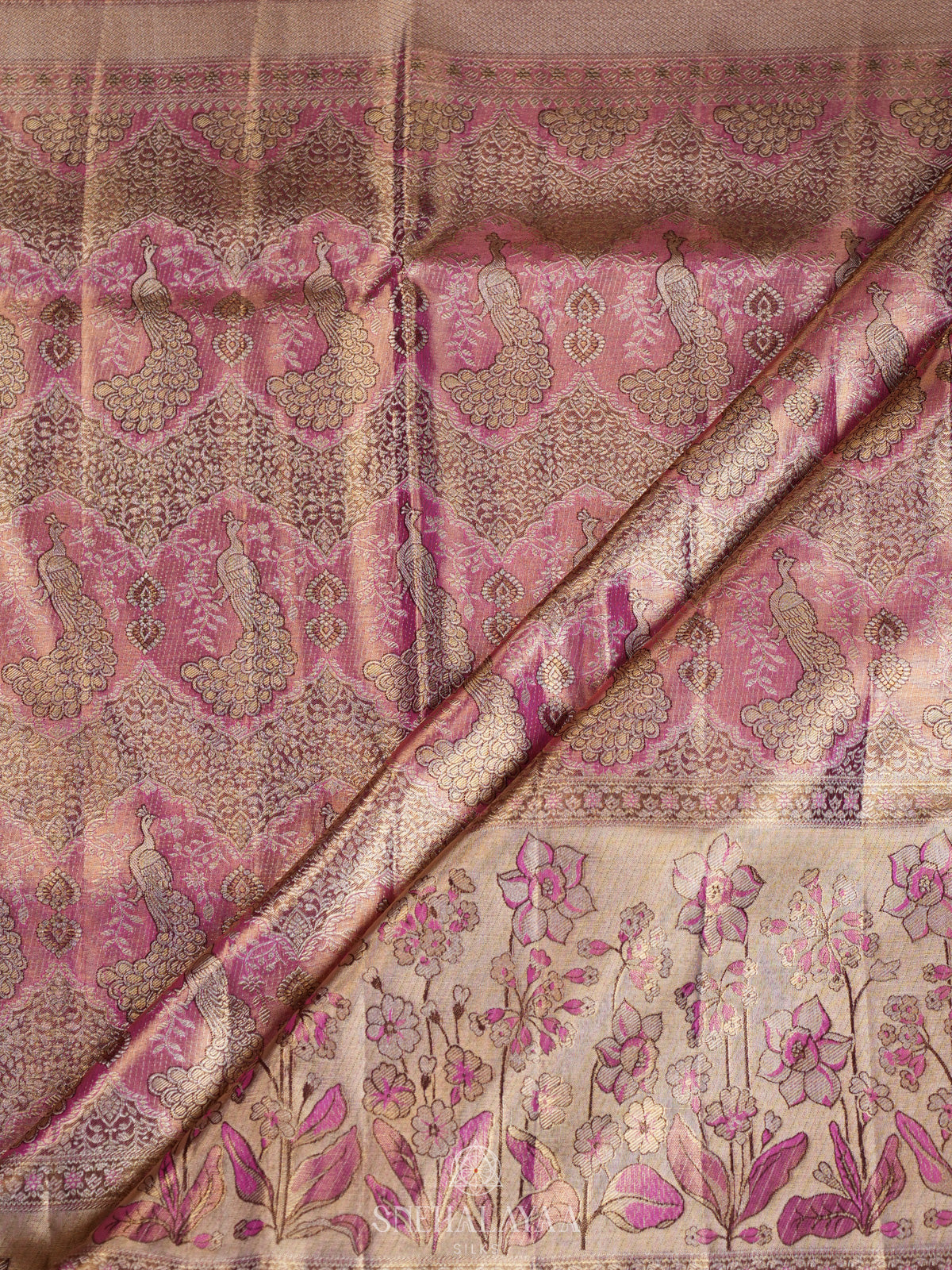 Rose Pink Kanjivaram Silk Saree