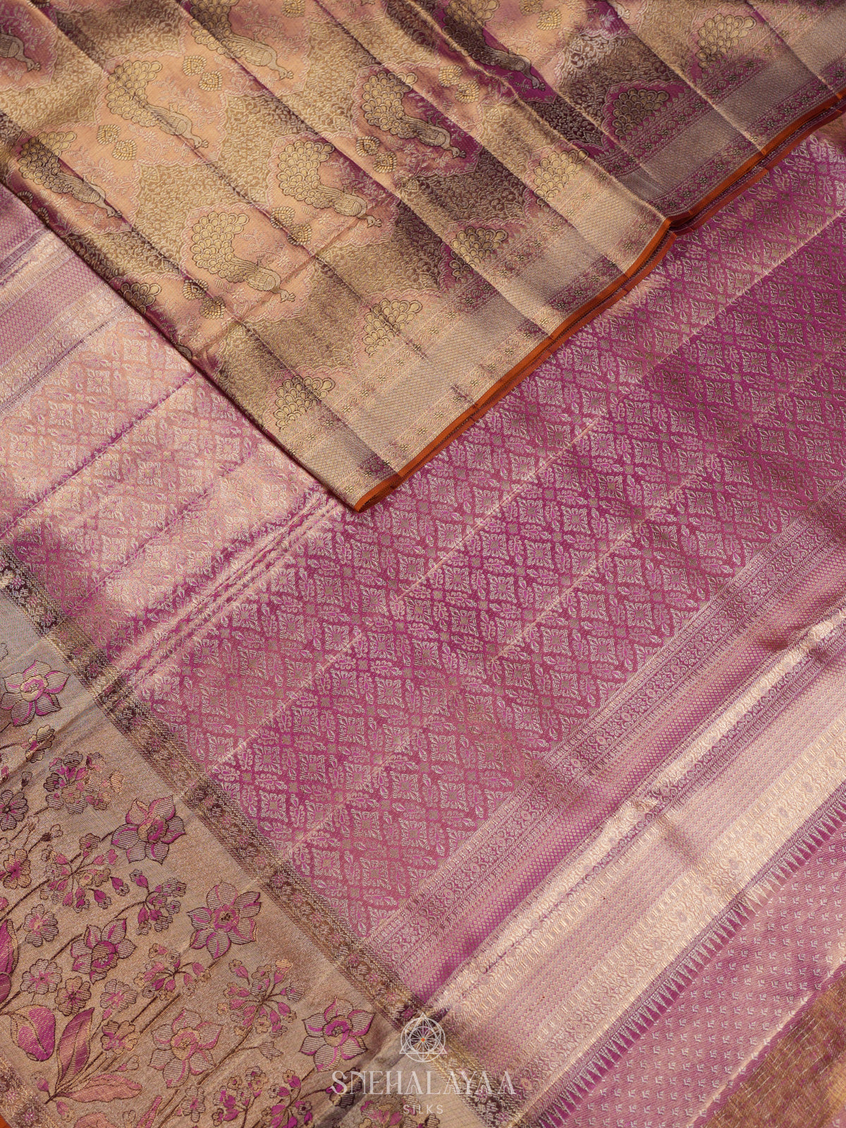 Rose Pink Kanjivaram Silk Saree
