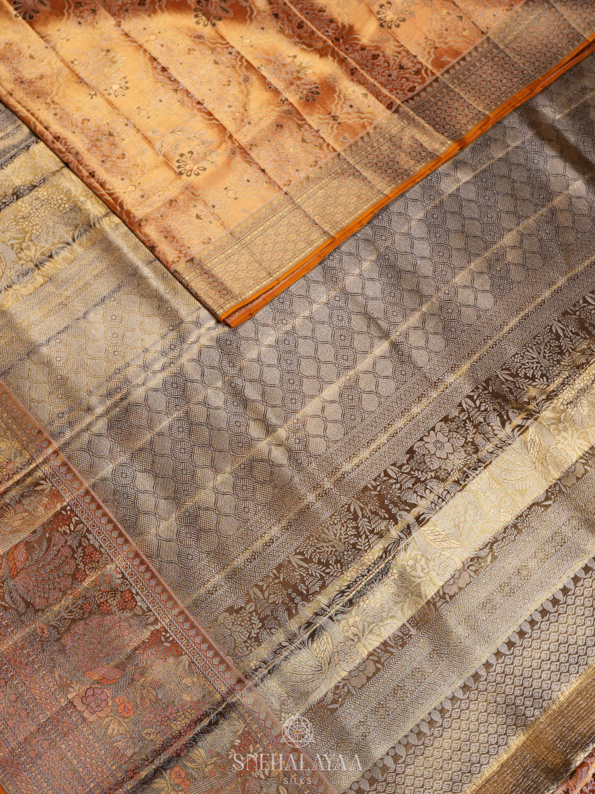 Metallic Gold Kanjivaram Silk Saree