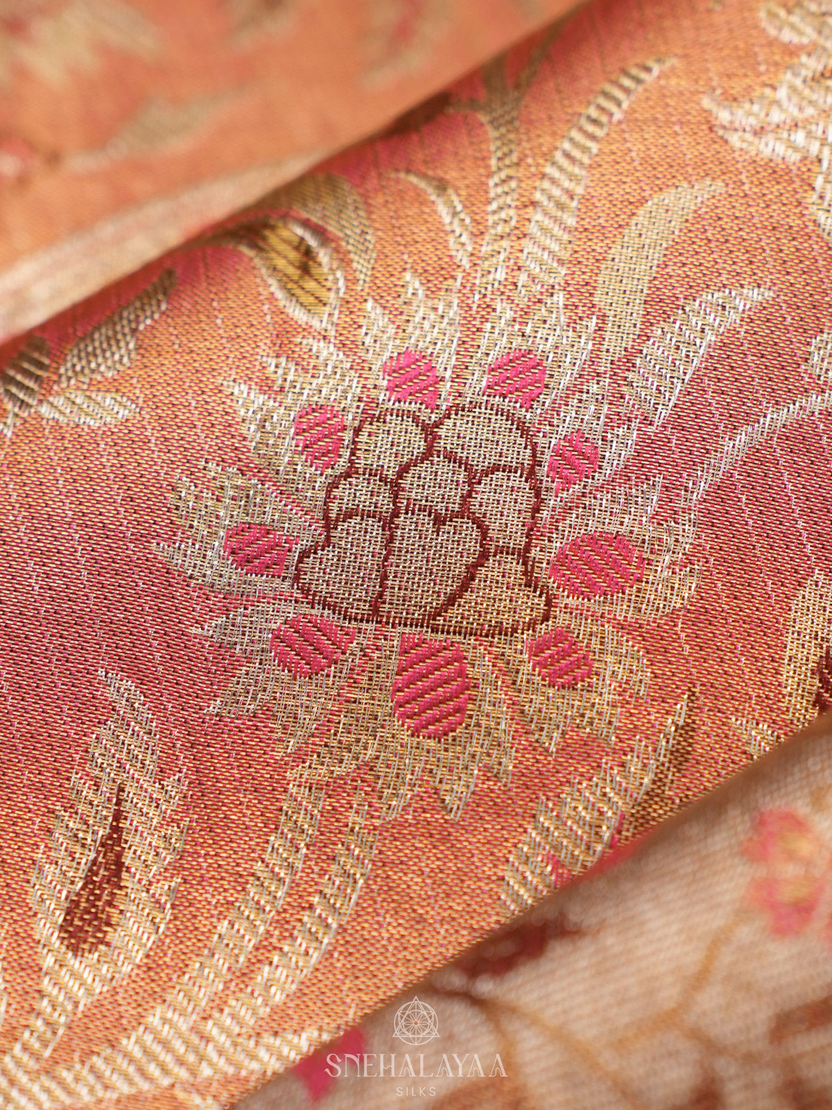 Peach Tissue Kanjivaram Silk Saree