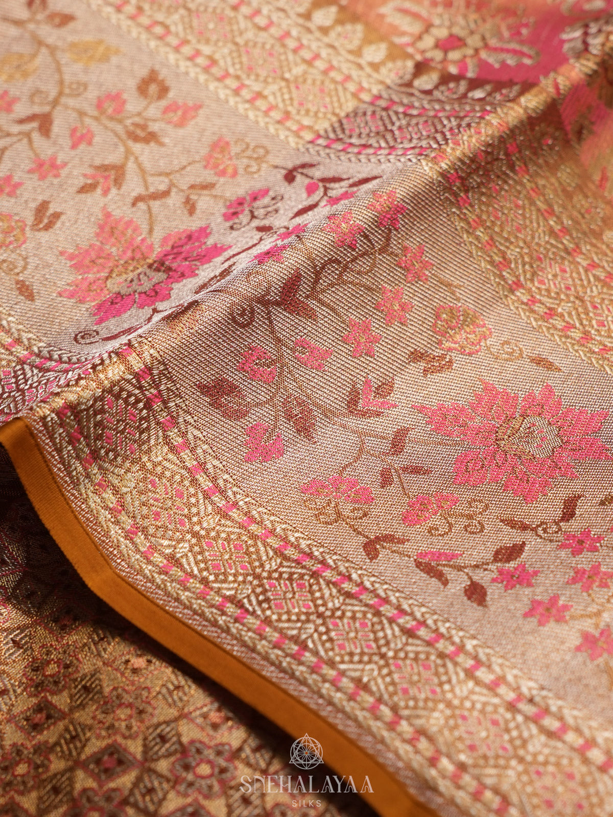 Peach Tissue Kanjivaram Silk Saree