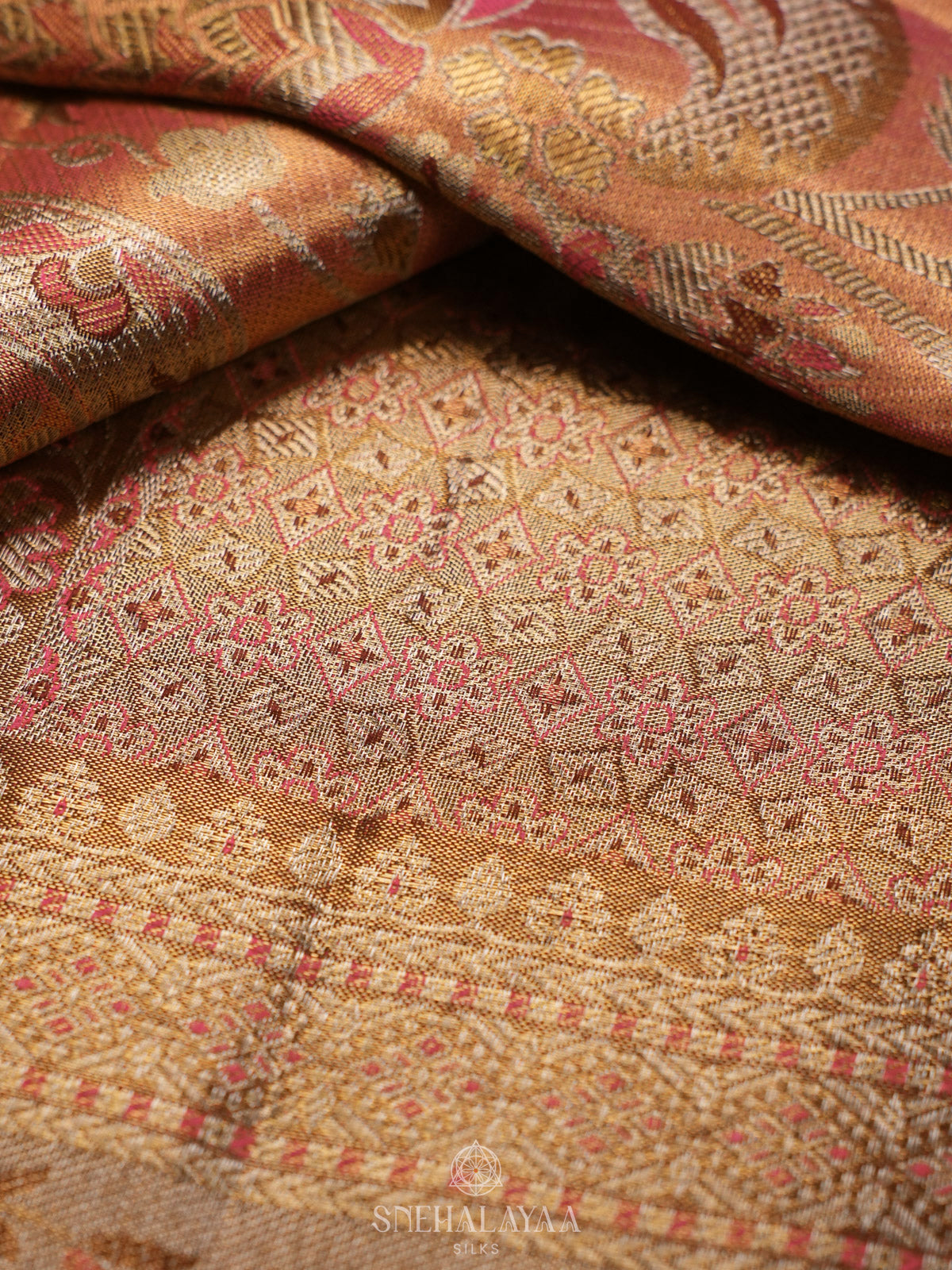Peach Tissue Kanjivaram Silk Saree