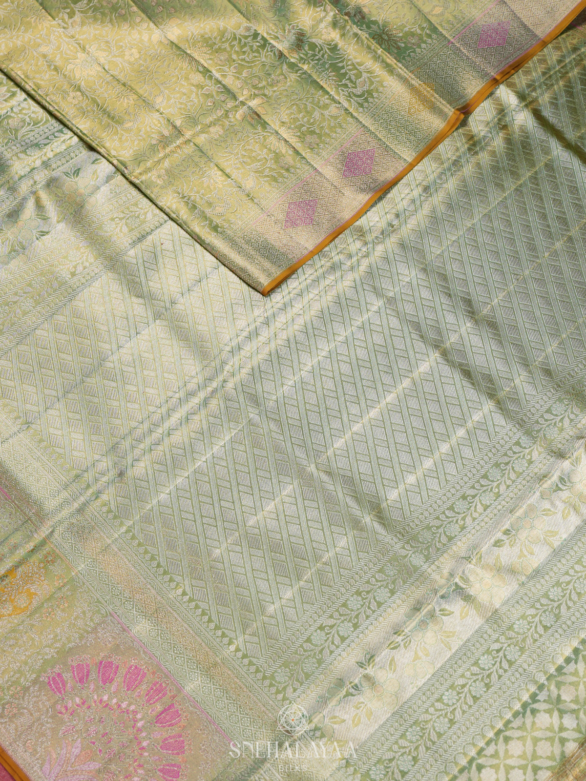 Pista Green Kanjivaram Silk Saree