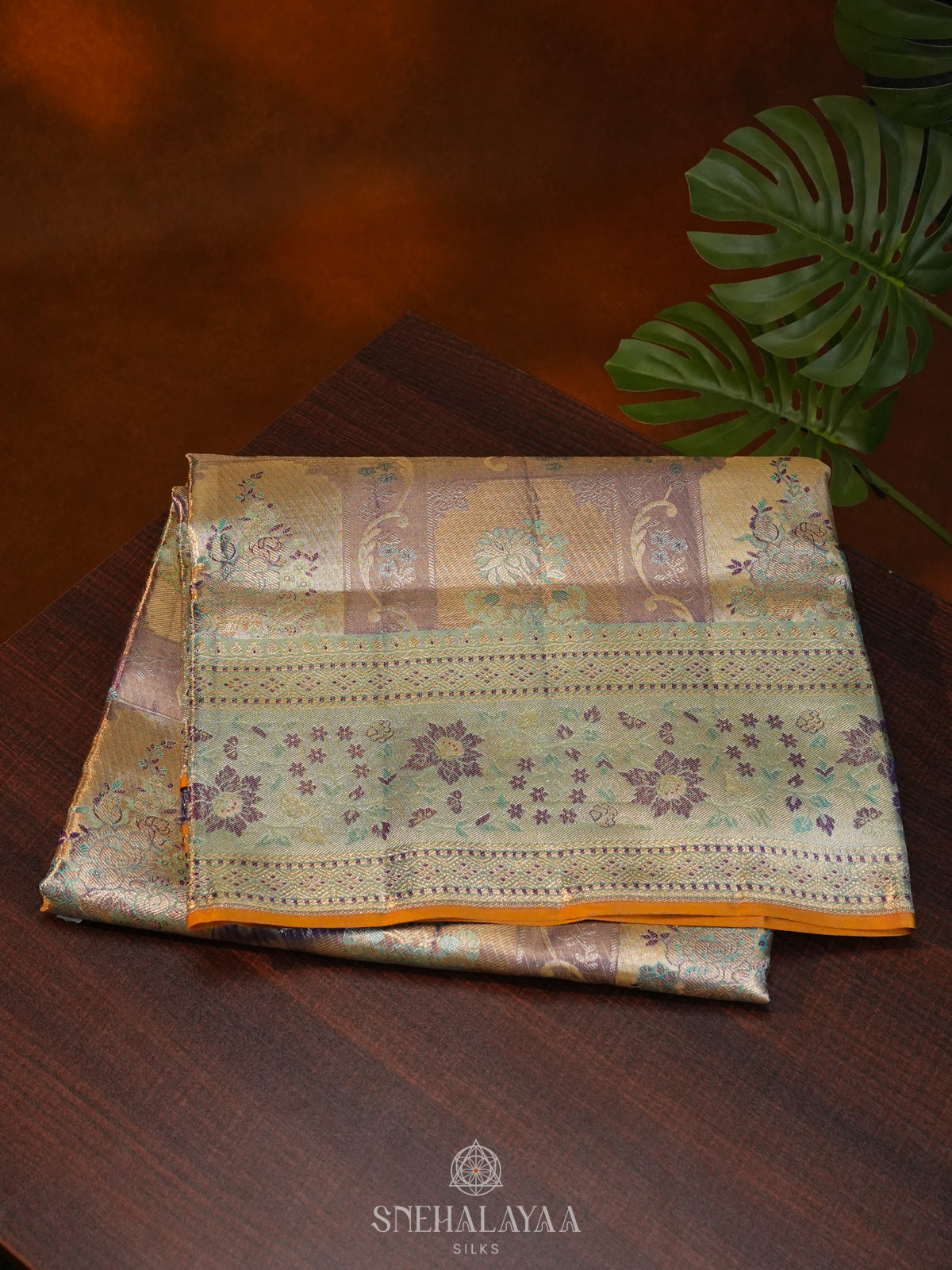 Teal Blue Tissue Kanjivaram Silk Saree