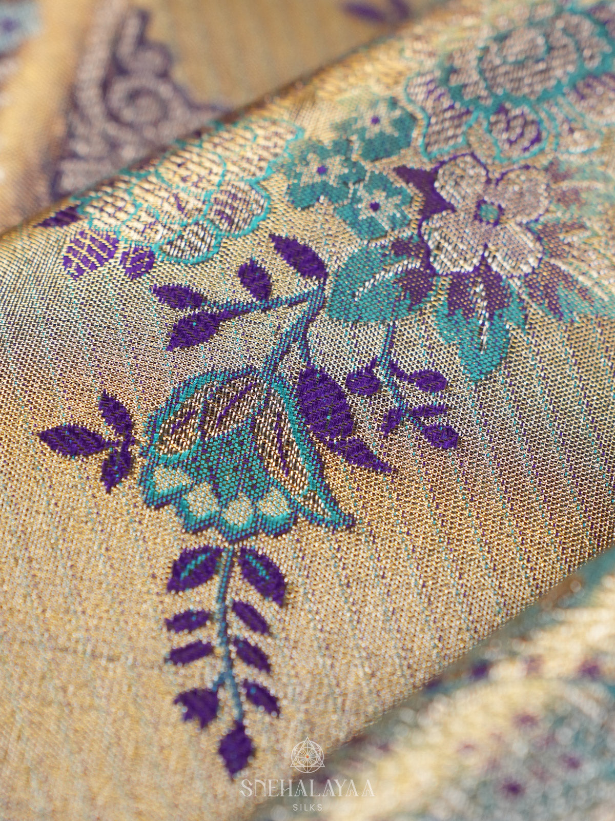 Teal Blue Tissue Kanjivaram Silk Saree