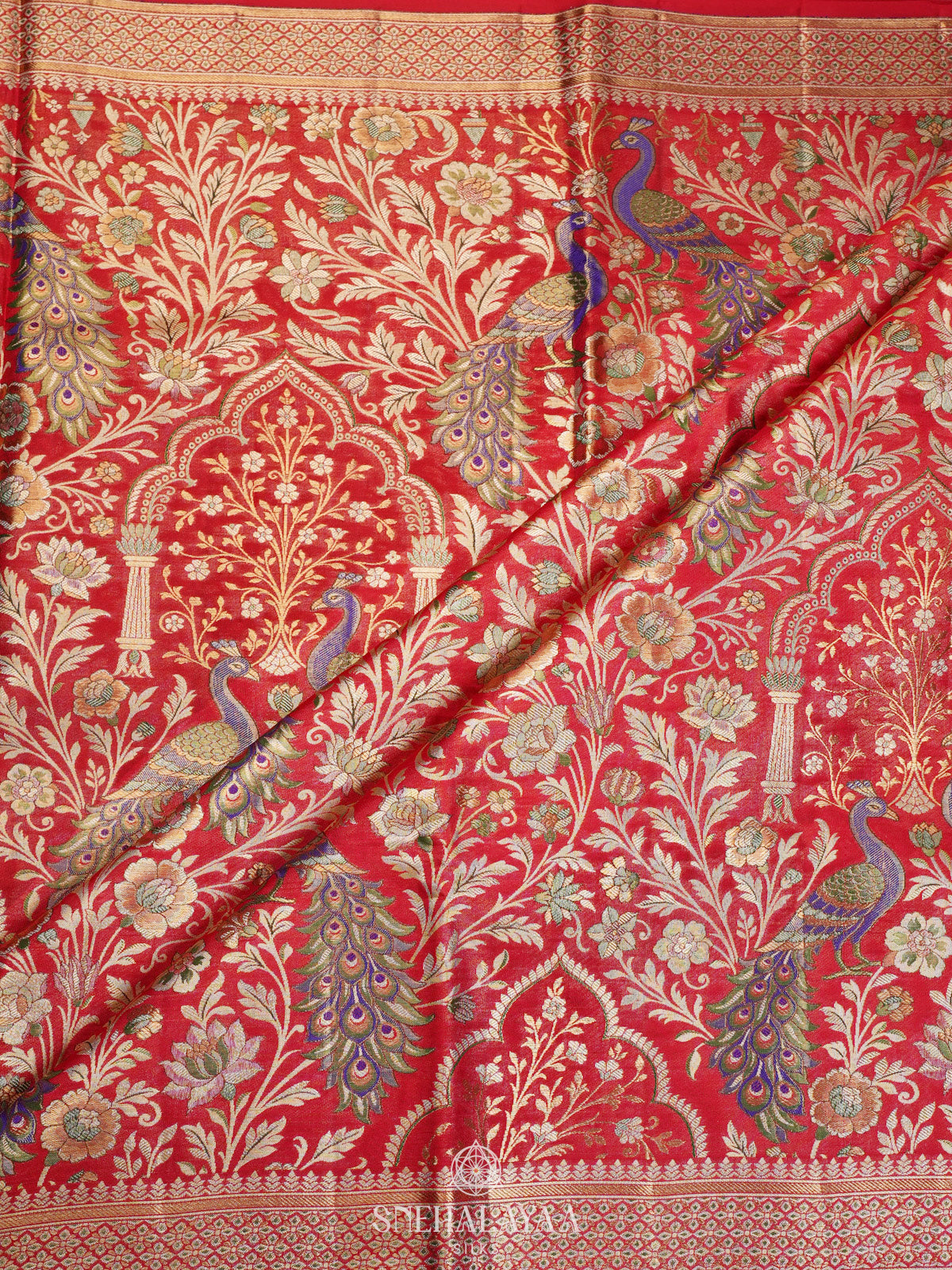 Ruby Red Kanjivaram Silk Saree