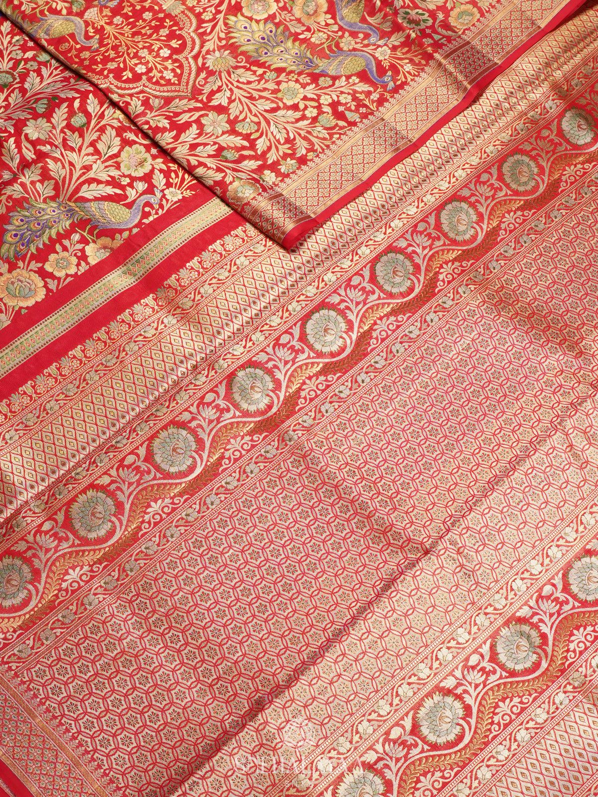 Ruby Red Kanjivaram Silk Saree