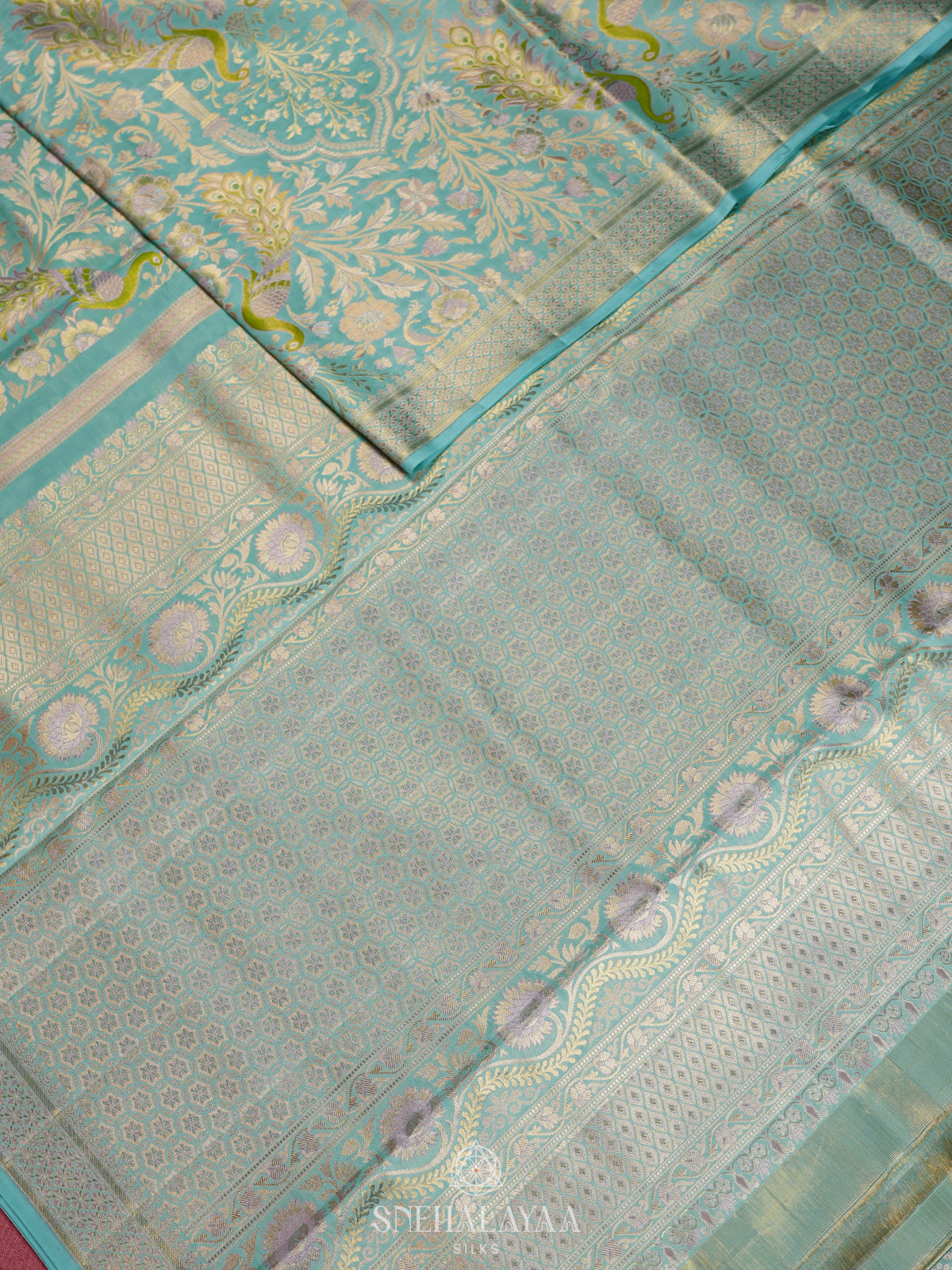 Mint Green Kanjivaram Silk Saree