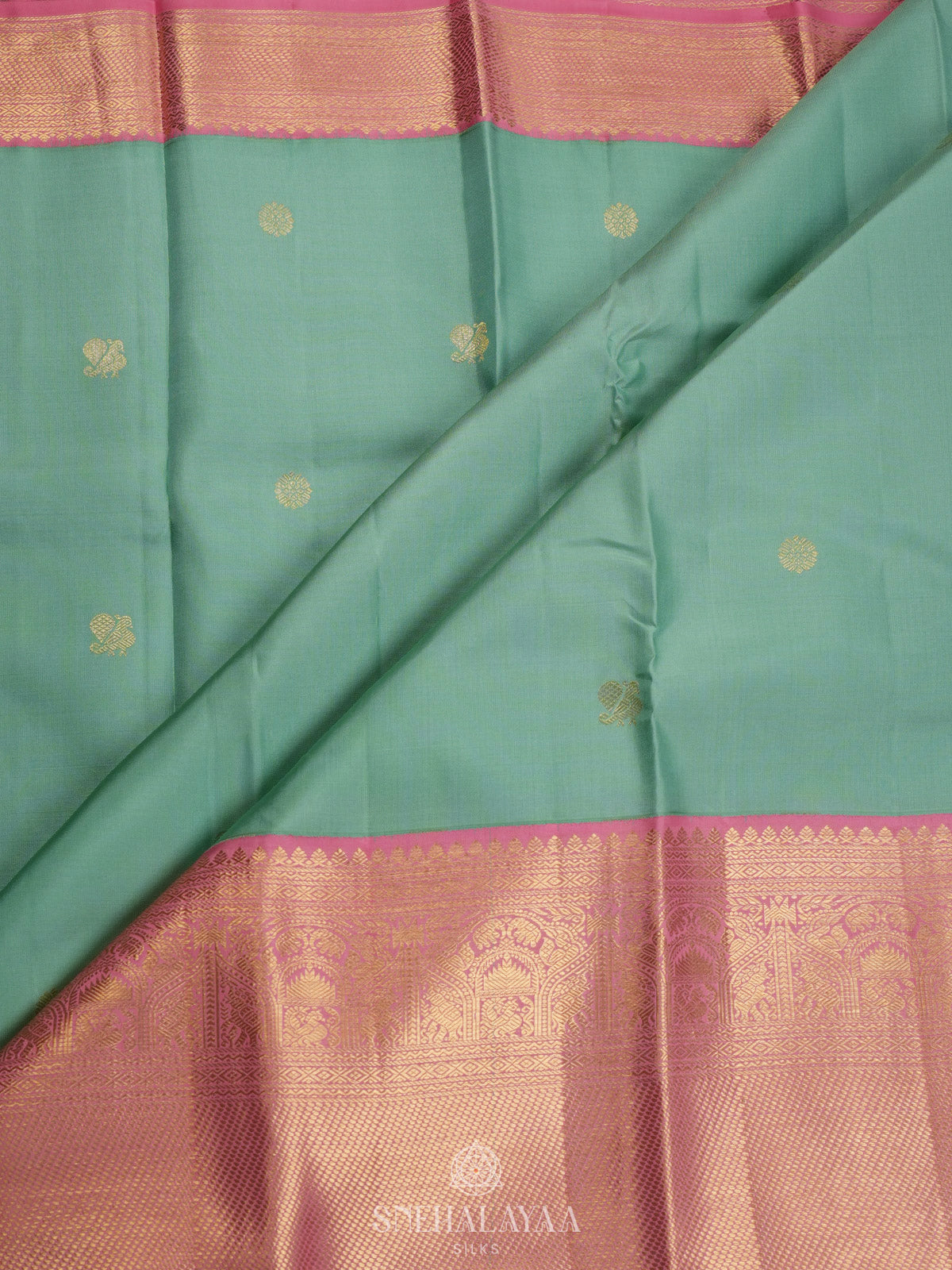 Mint Green Kanjivaram Silk Saree