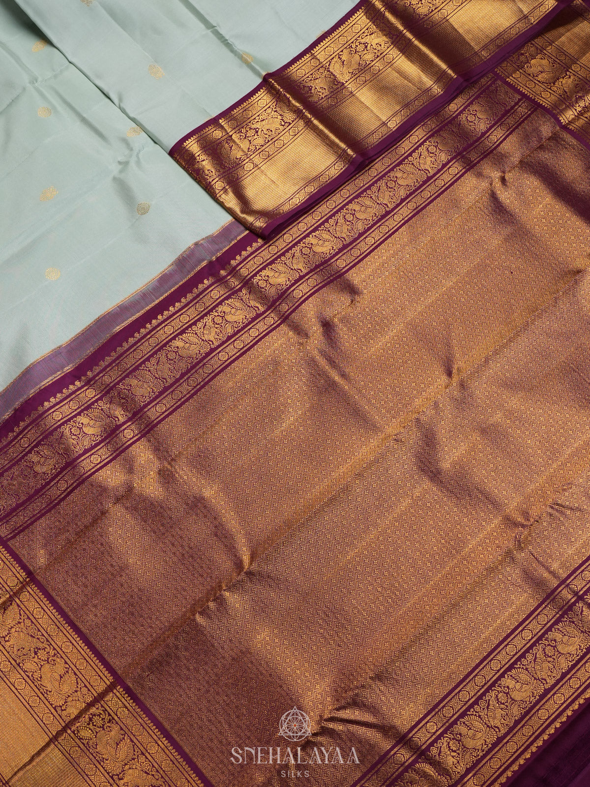 Mint Green Kanjivaram Silk Saree