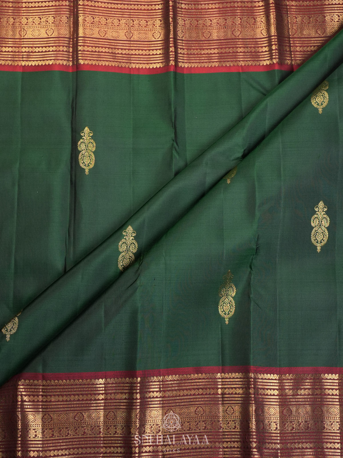 Forest Green Kanjivaram Silk Saree