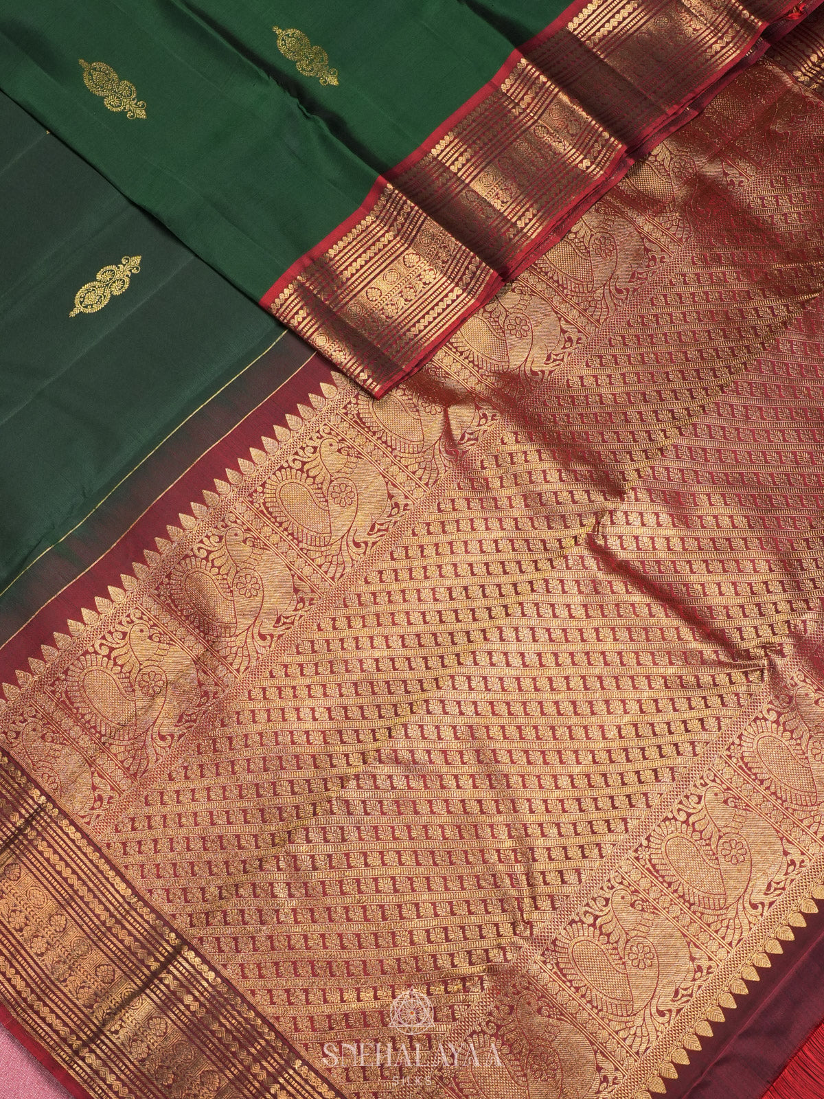 Forest Green Kanjivaram Silk Saree