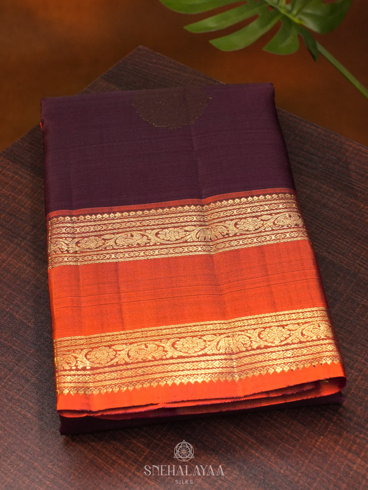 Burgundy Kanjivaram Silk Saree