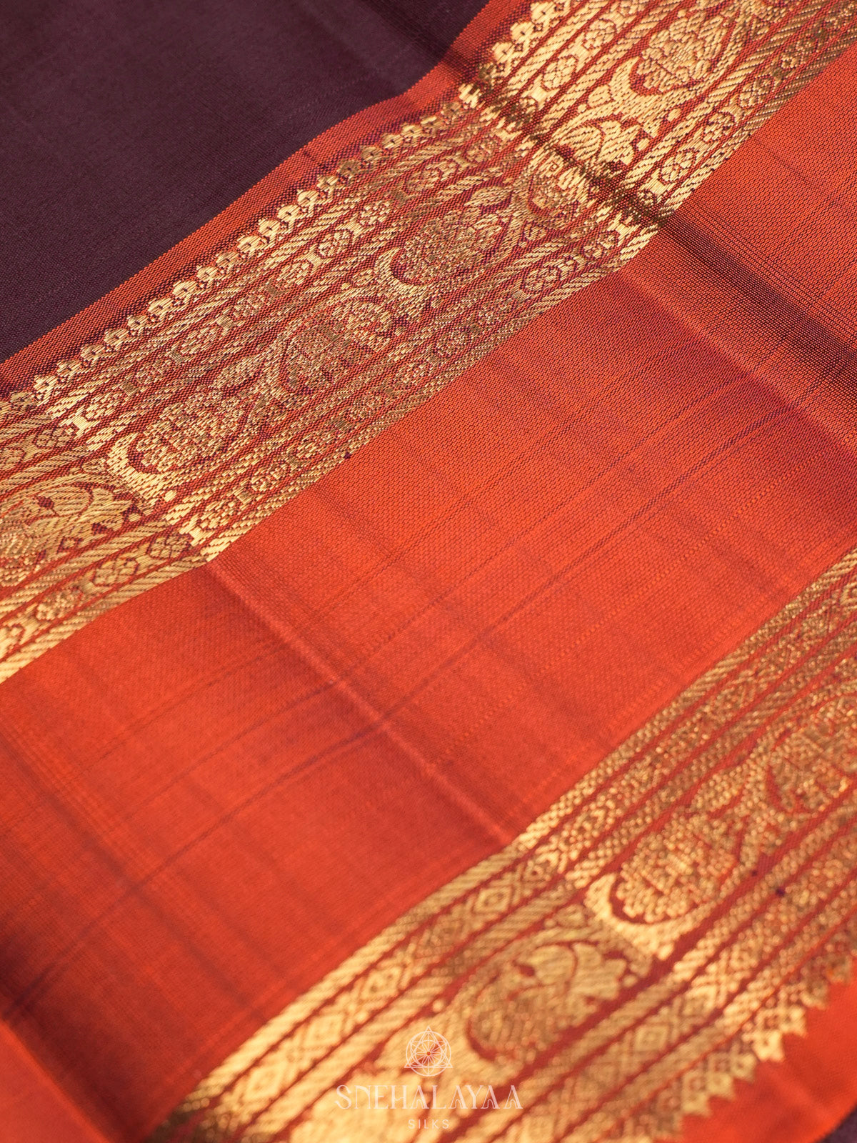 Burgundy Kanjivaram Silk Saree