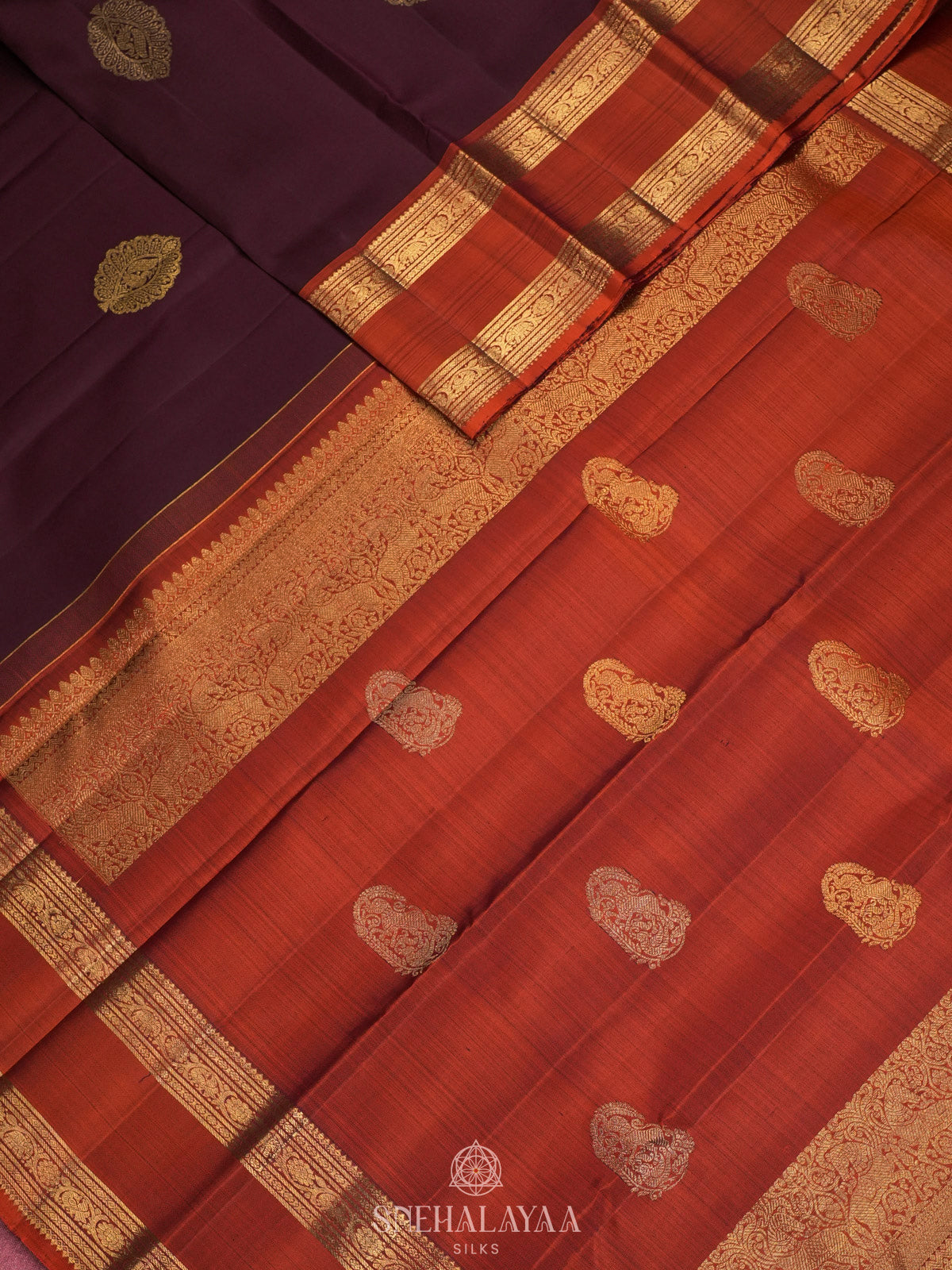 Burgundy Kanjivaram Silk Saree