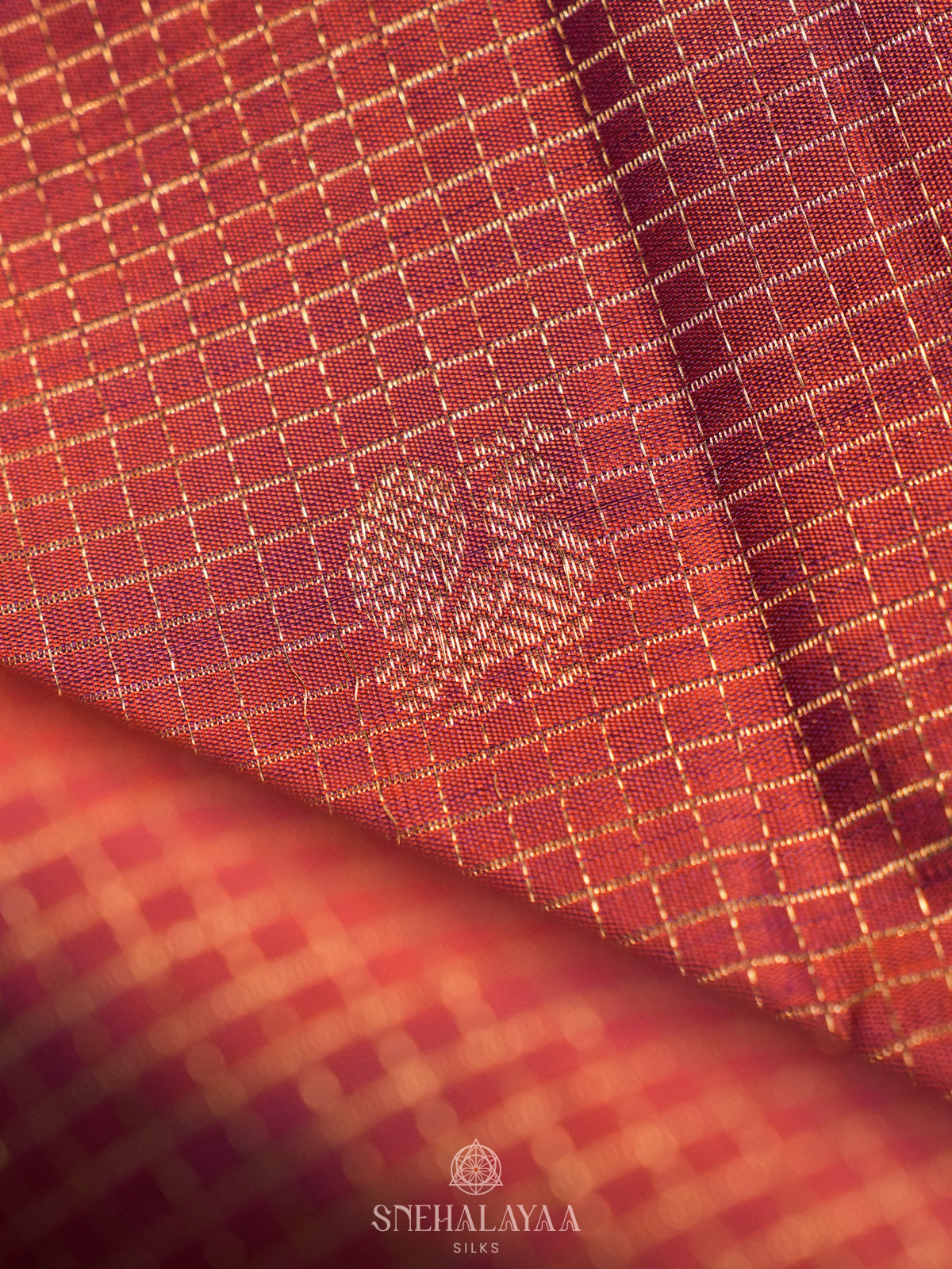 Burnt Orange Kanjivaram Silk Saree