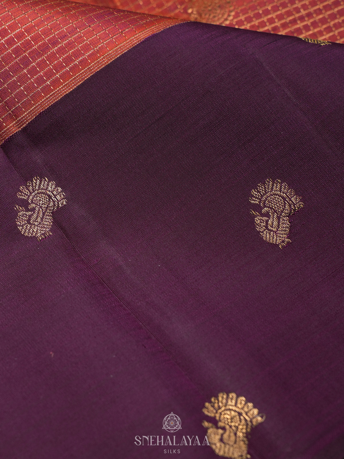 Burnt Orange Kanjivaram Silk Saree