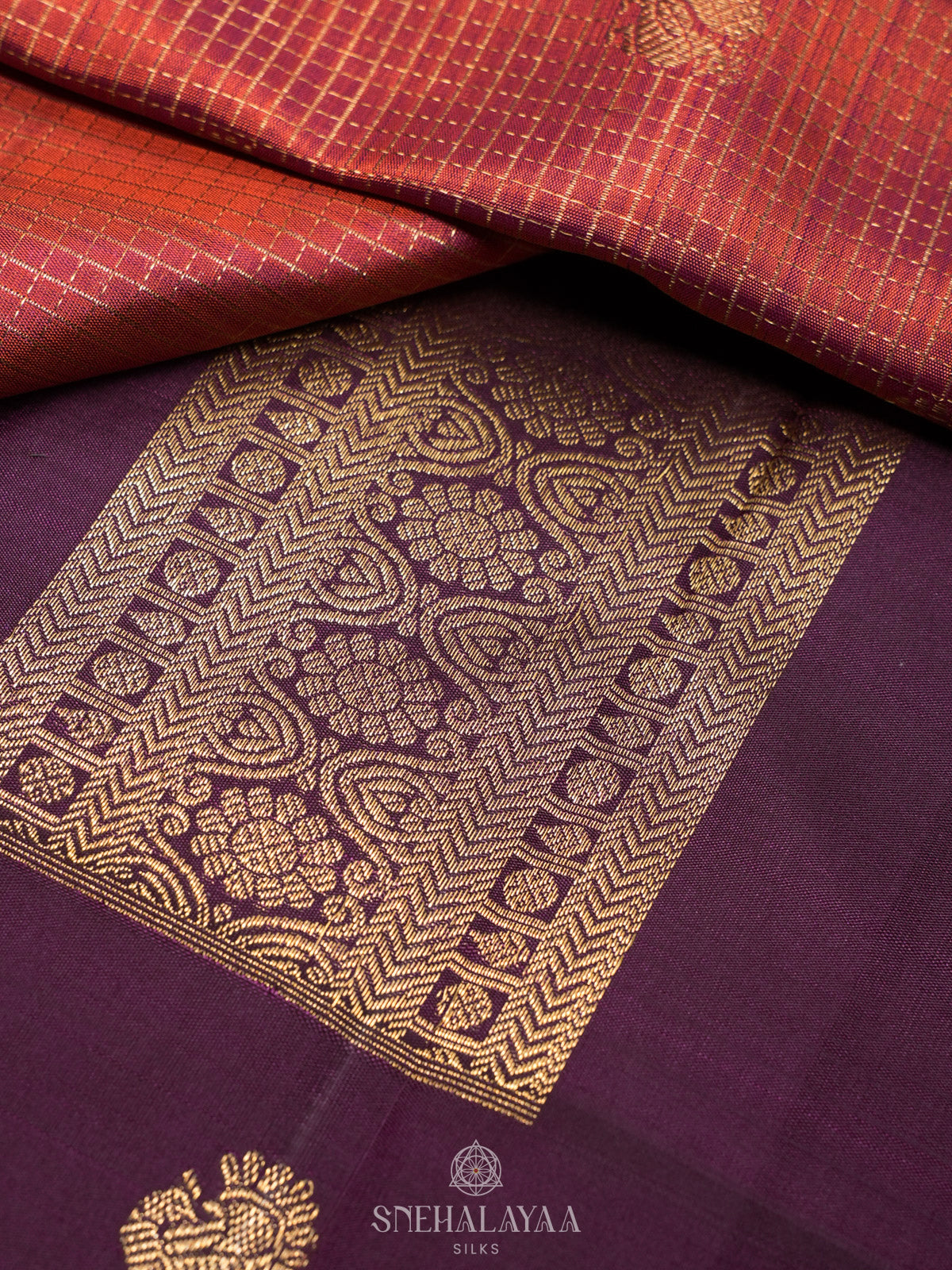 Burnt Orange Kanjivaram Silk Saree